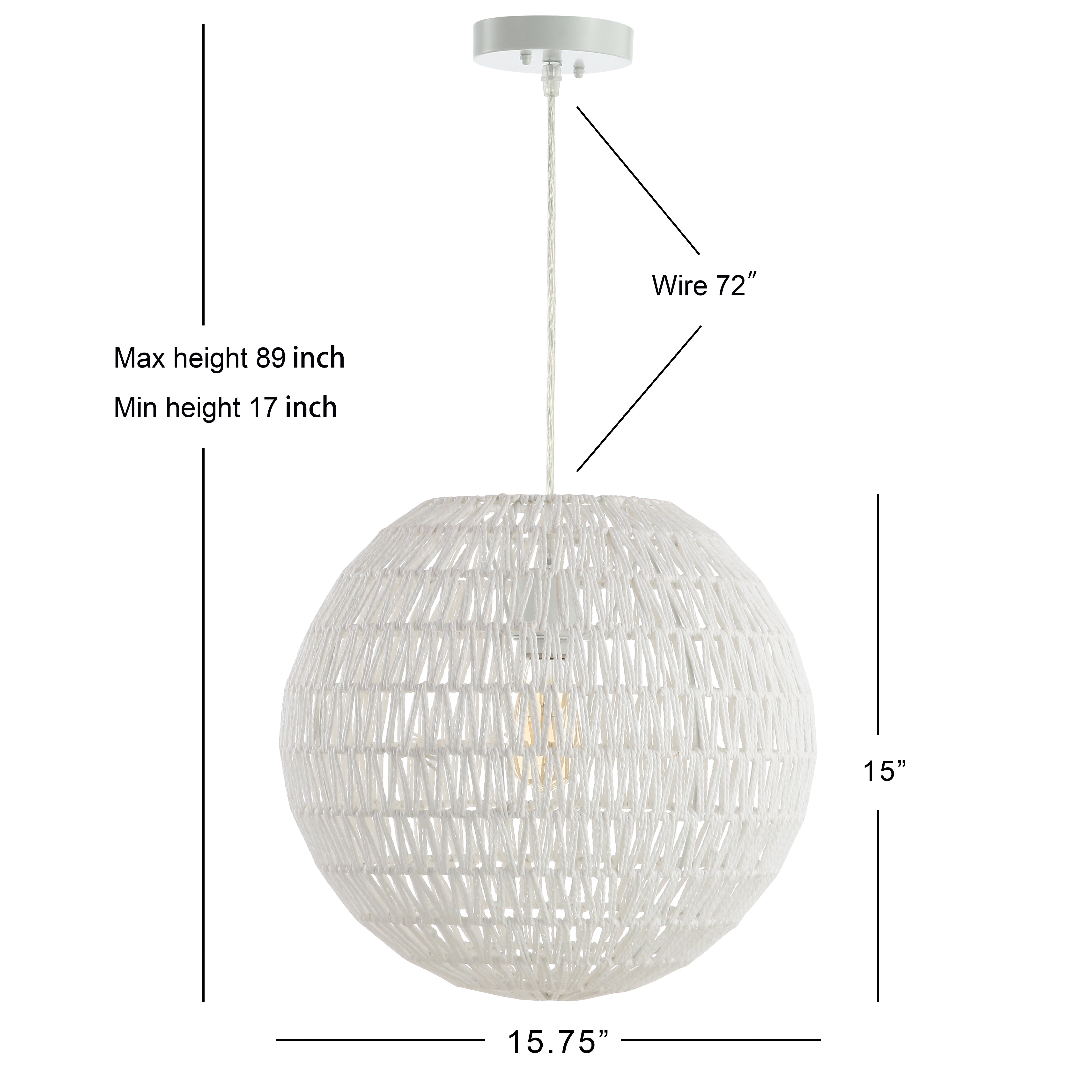 Luna 1-Light Bohemian Modern Woven Rattan/Iron LED Pendant
