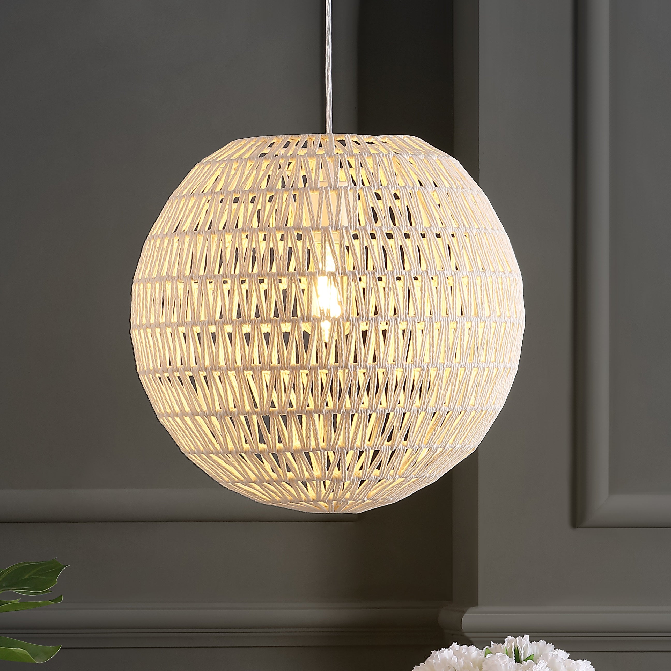 Luna 1-Light Bohemian Modern Woven Rattan/Iron LED Pendant