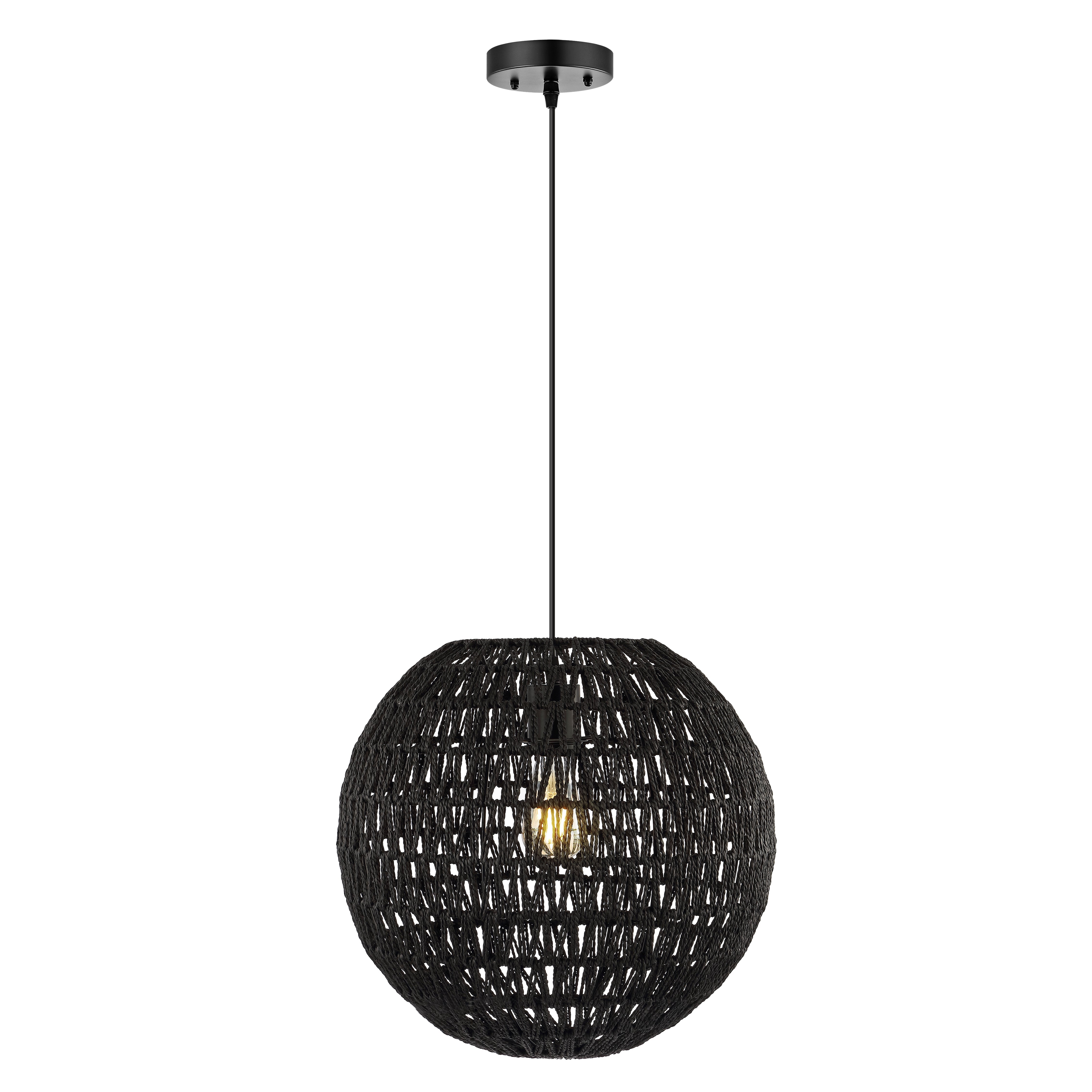 Luna 1-Light Bohemian Modern Woven Rattan/Iron LED Pendant