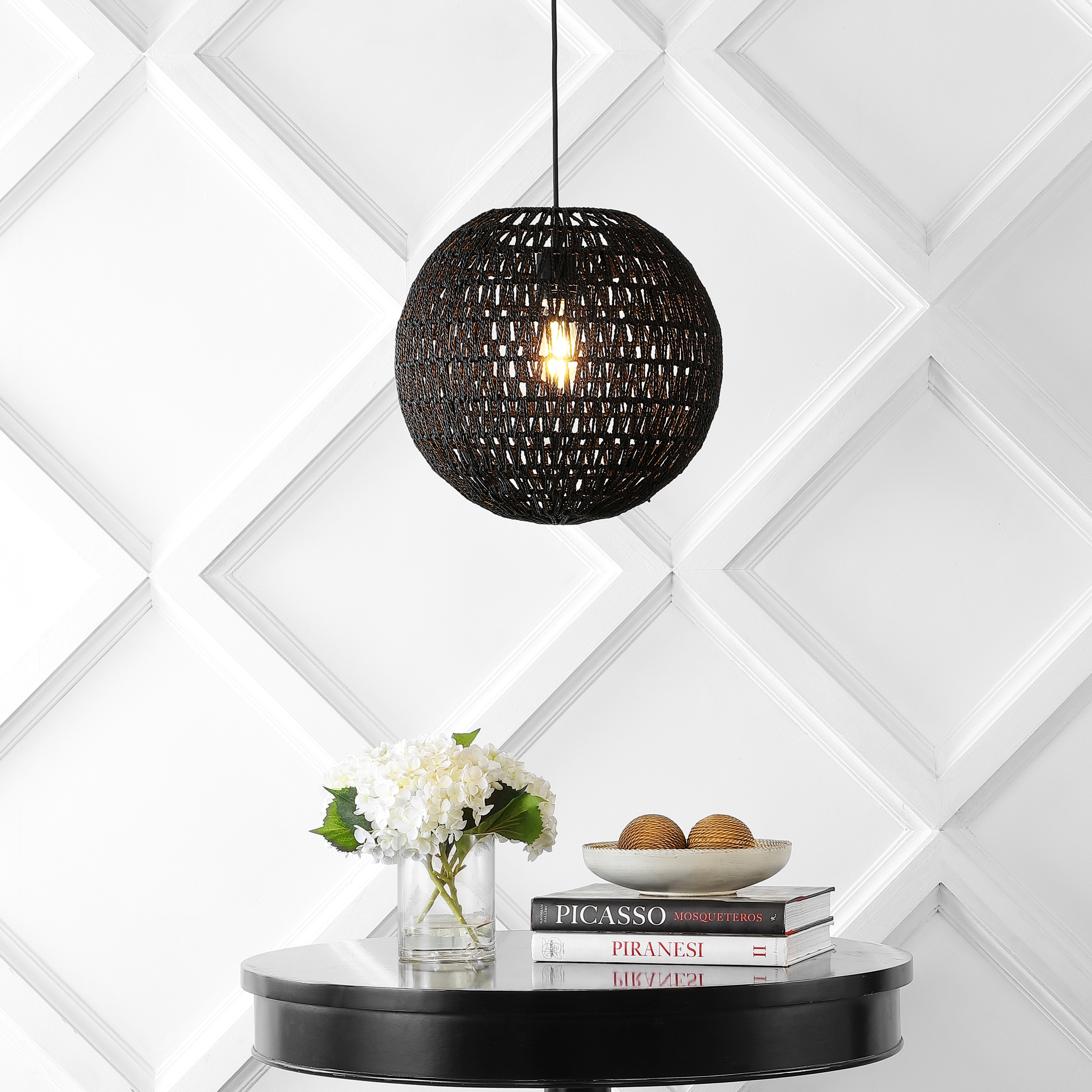 Luna 1-Light Bohemian Modern Woven Rattan/Iron LED Pendant