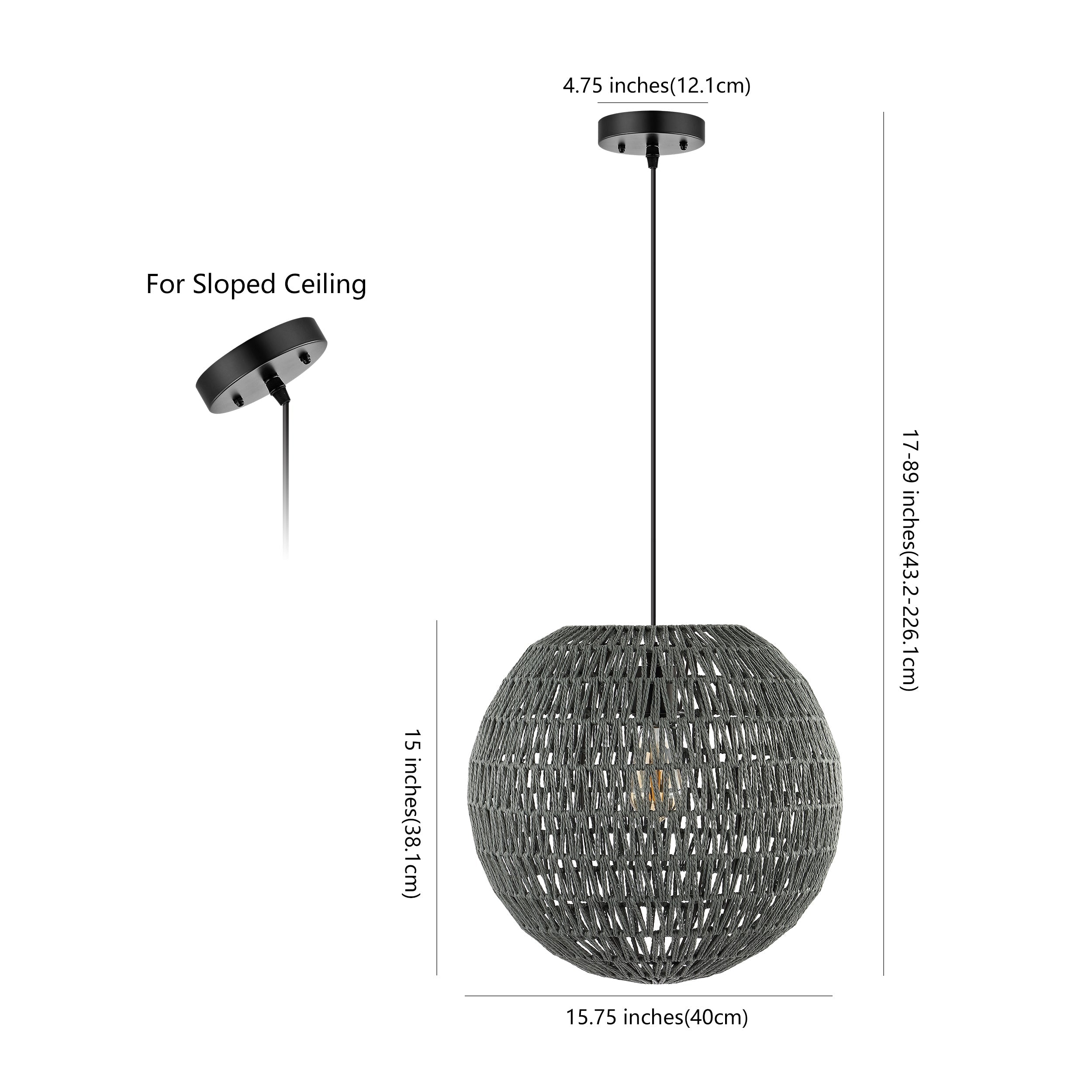 Luna 1-Light Bohemian Modern Woven Rattan/Iron LED Pendant
