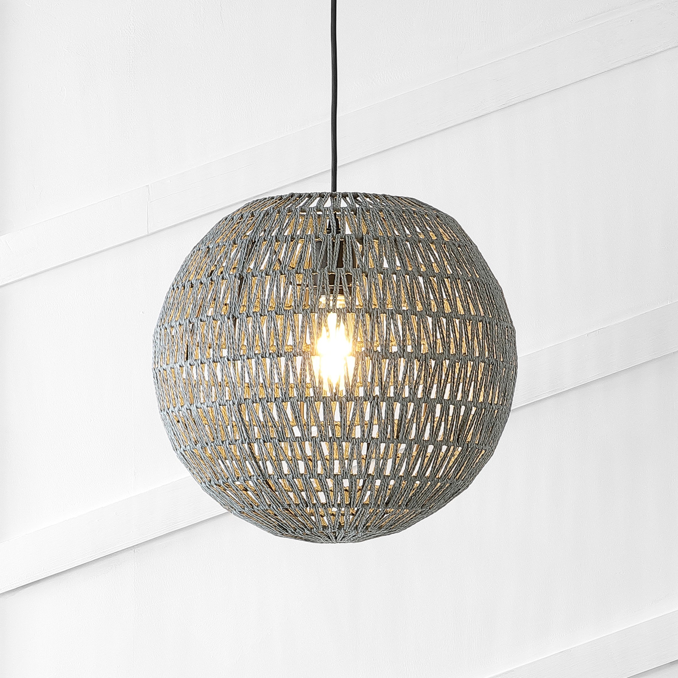 Luna 1-Light Bohemian Modern Woven Rattan/Iron LED Pendant
