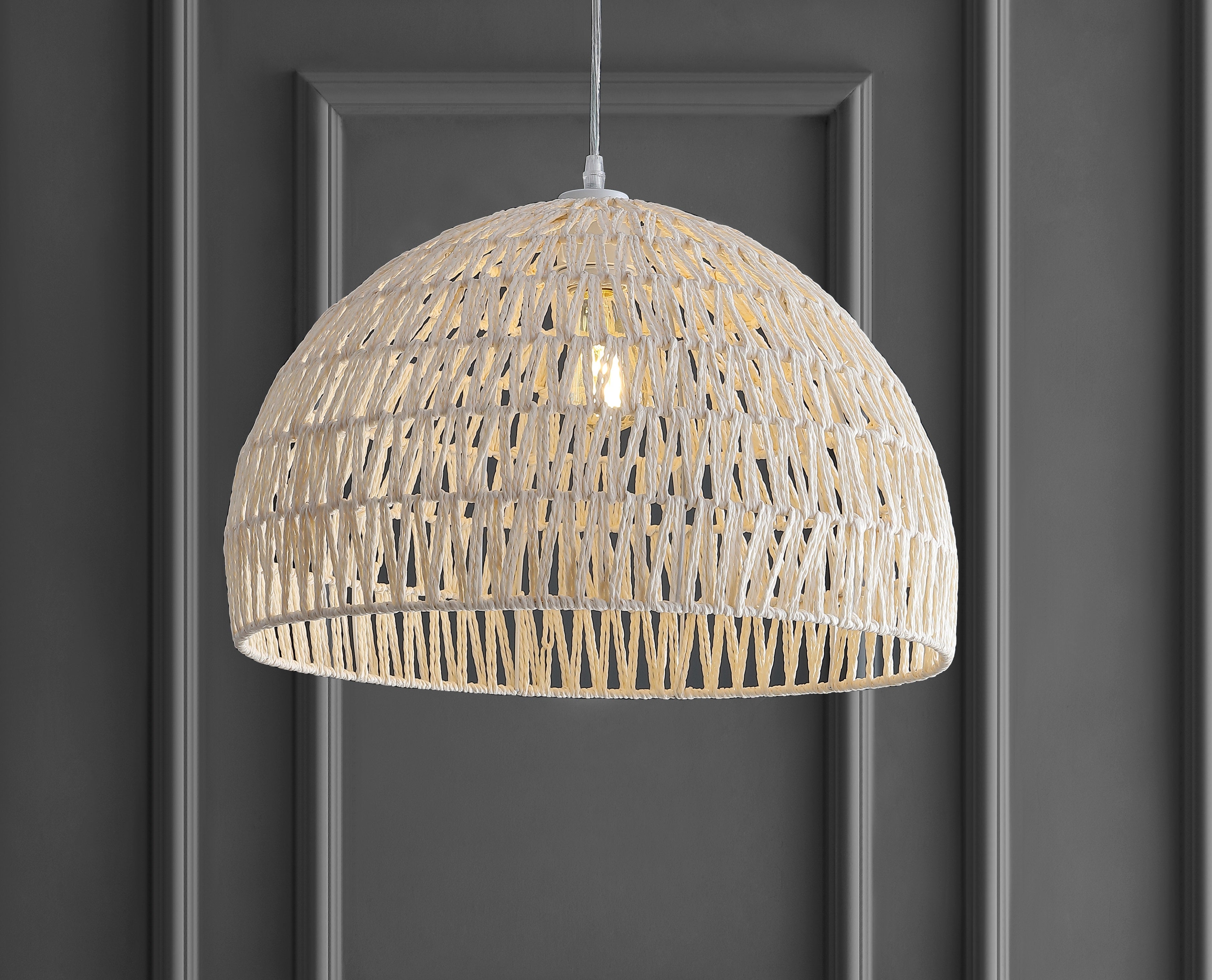 Campana 1-Light Bohemian Modern Woven Rope/Iron LED Pendant