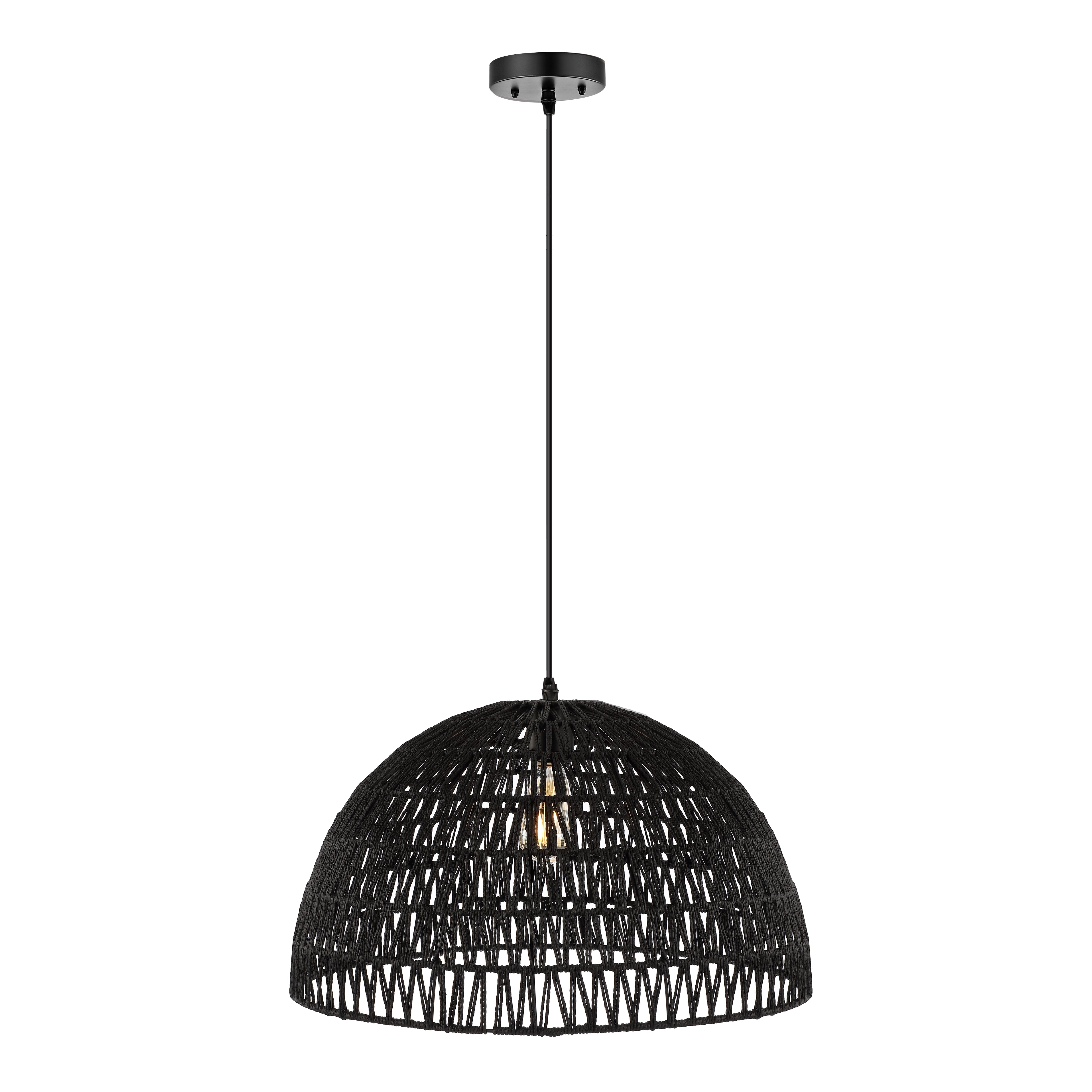 Campana 1-Light Bohemian Modern Woven Rope/Iron LED Pendant