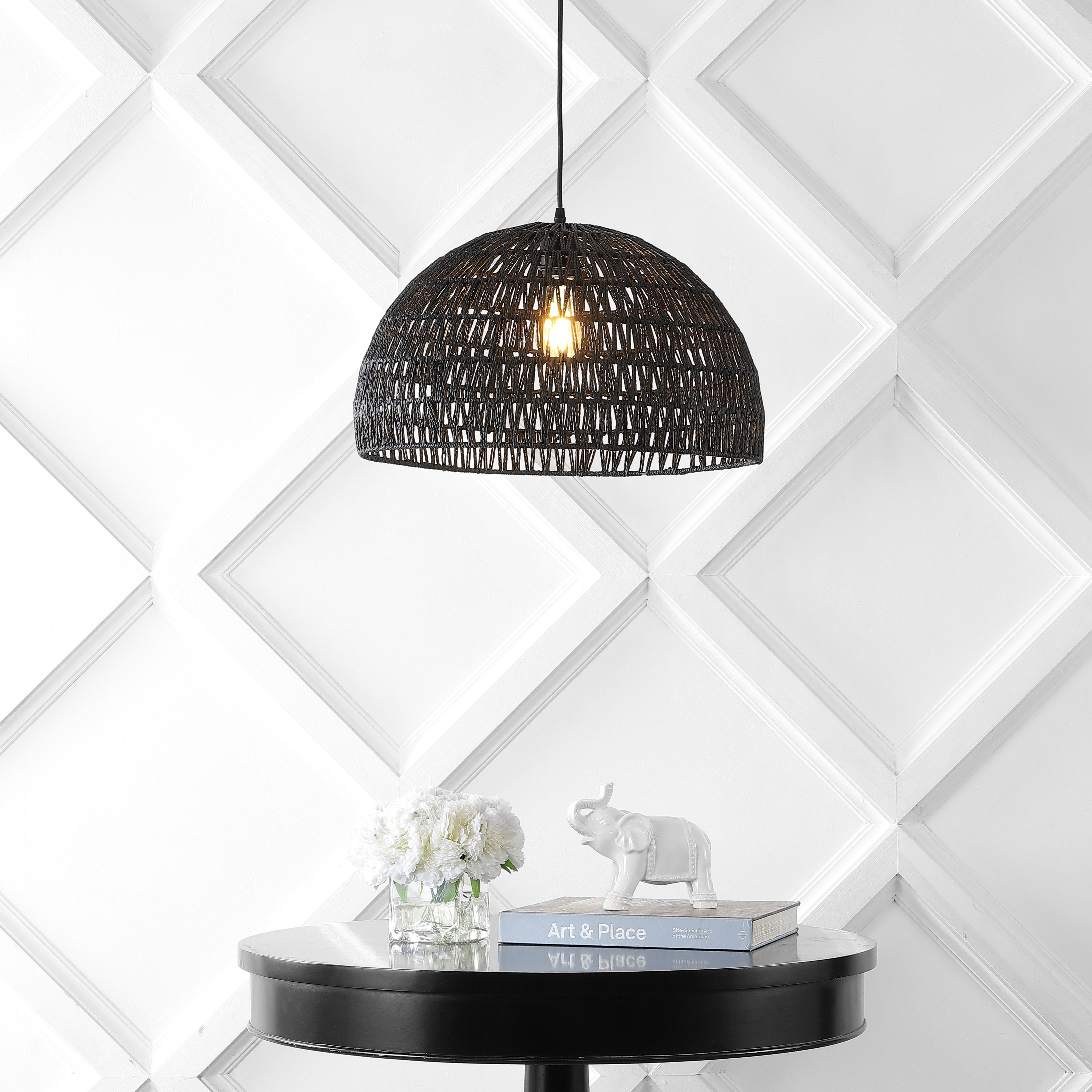 Campana 1-Light Bohemian Modern Woven Rope/Iron LED Pendant