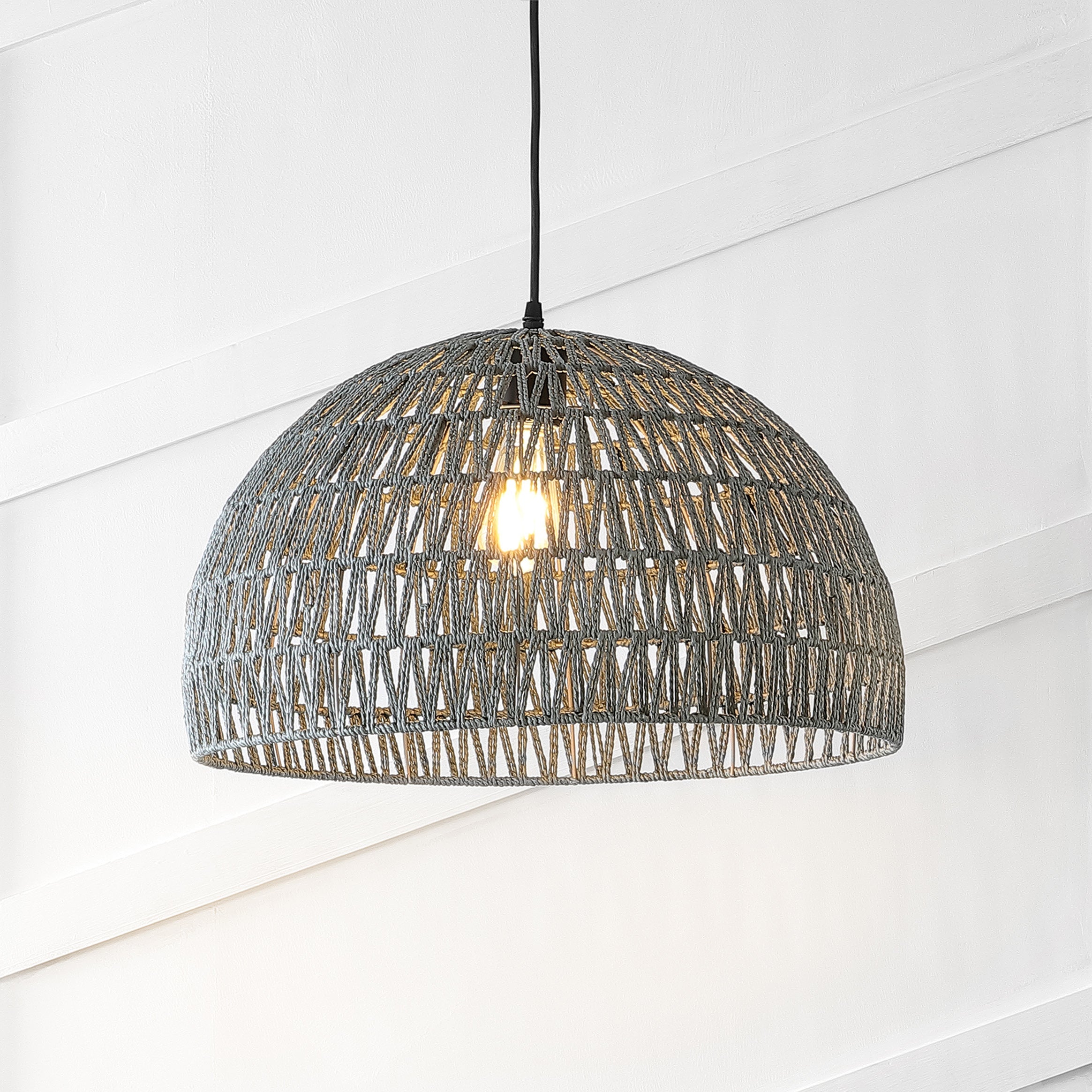 Campana 1-Light Bohemian Modern Woven Rope/Iron LED Pendant