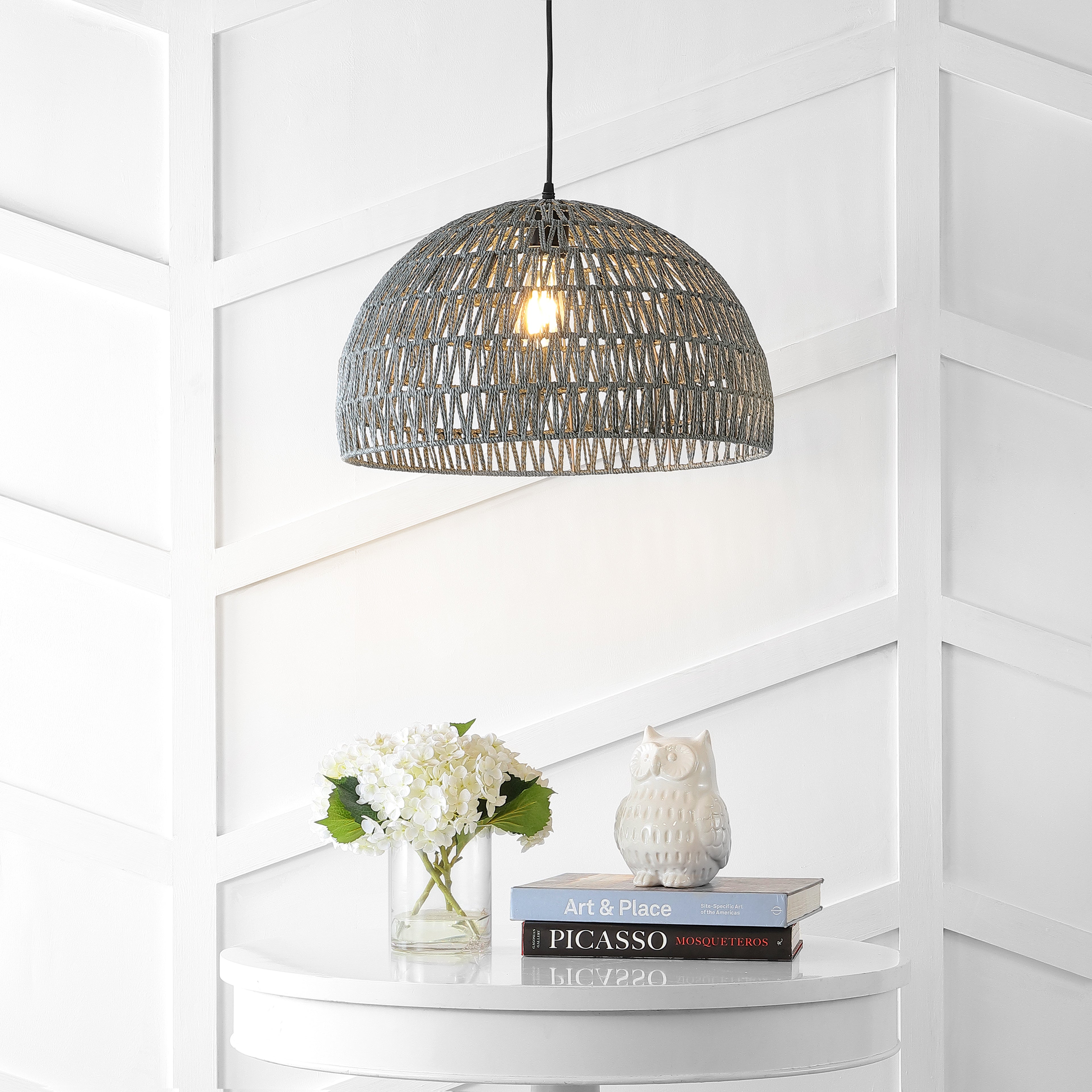 Campana 1-Light Bohemian Modern Woven Rope/Iron LED Pendant