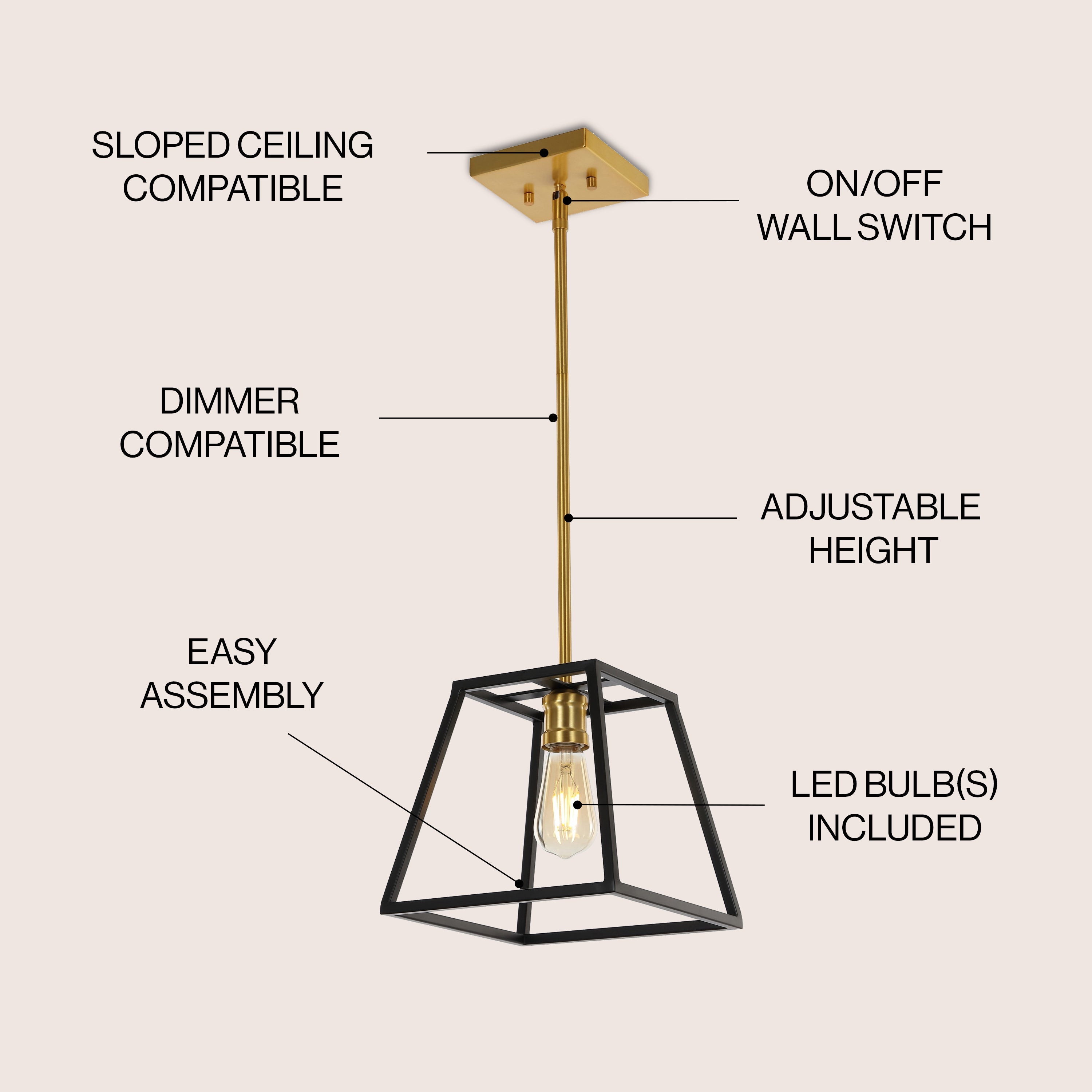 Girard 1-Light Farmhouse Industrial Iron LED Pendant