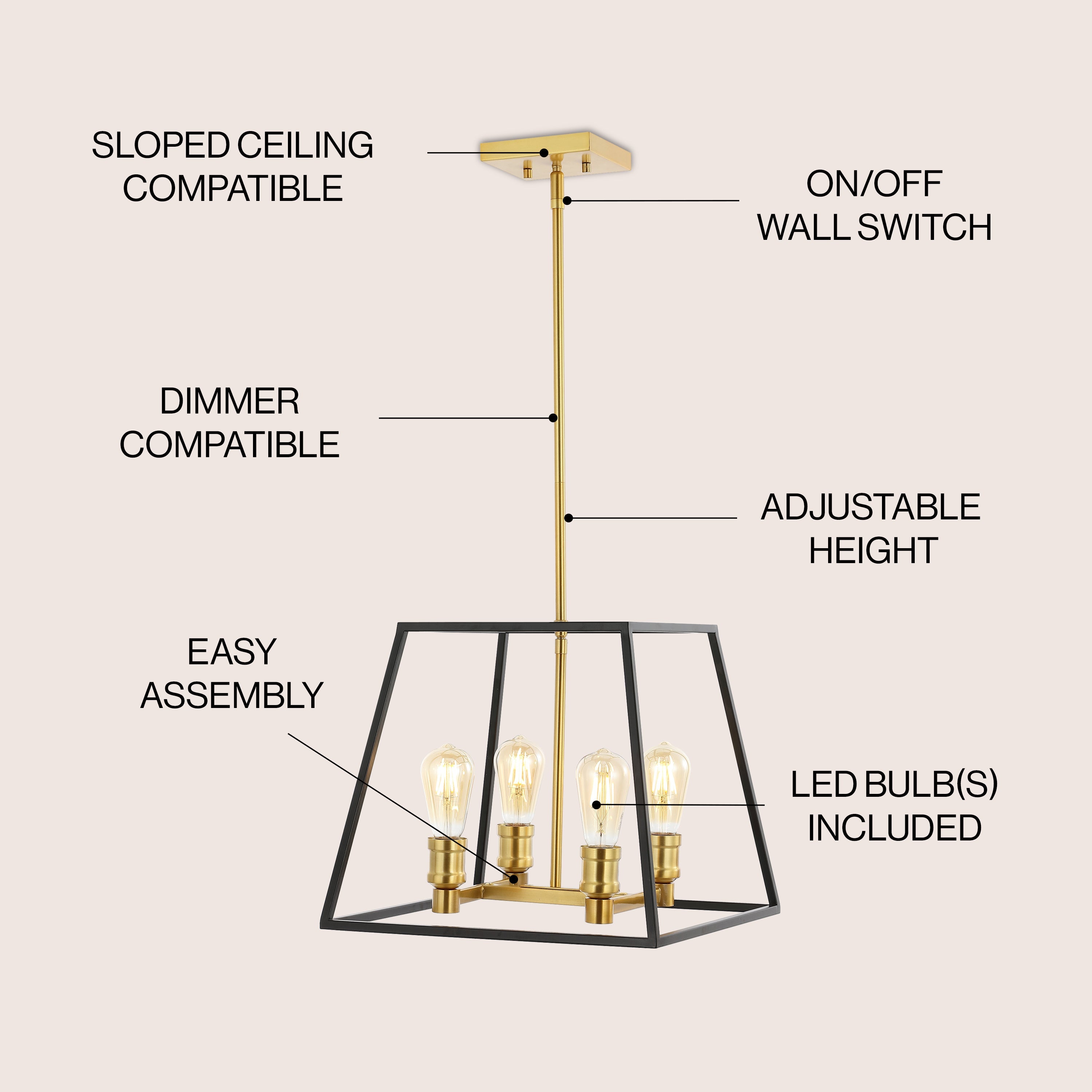 Lloyd 4-Light Farmhouse Industrial Iron LED Pendant