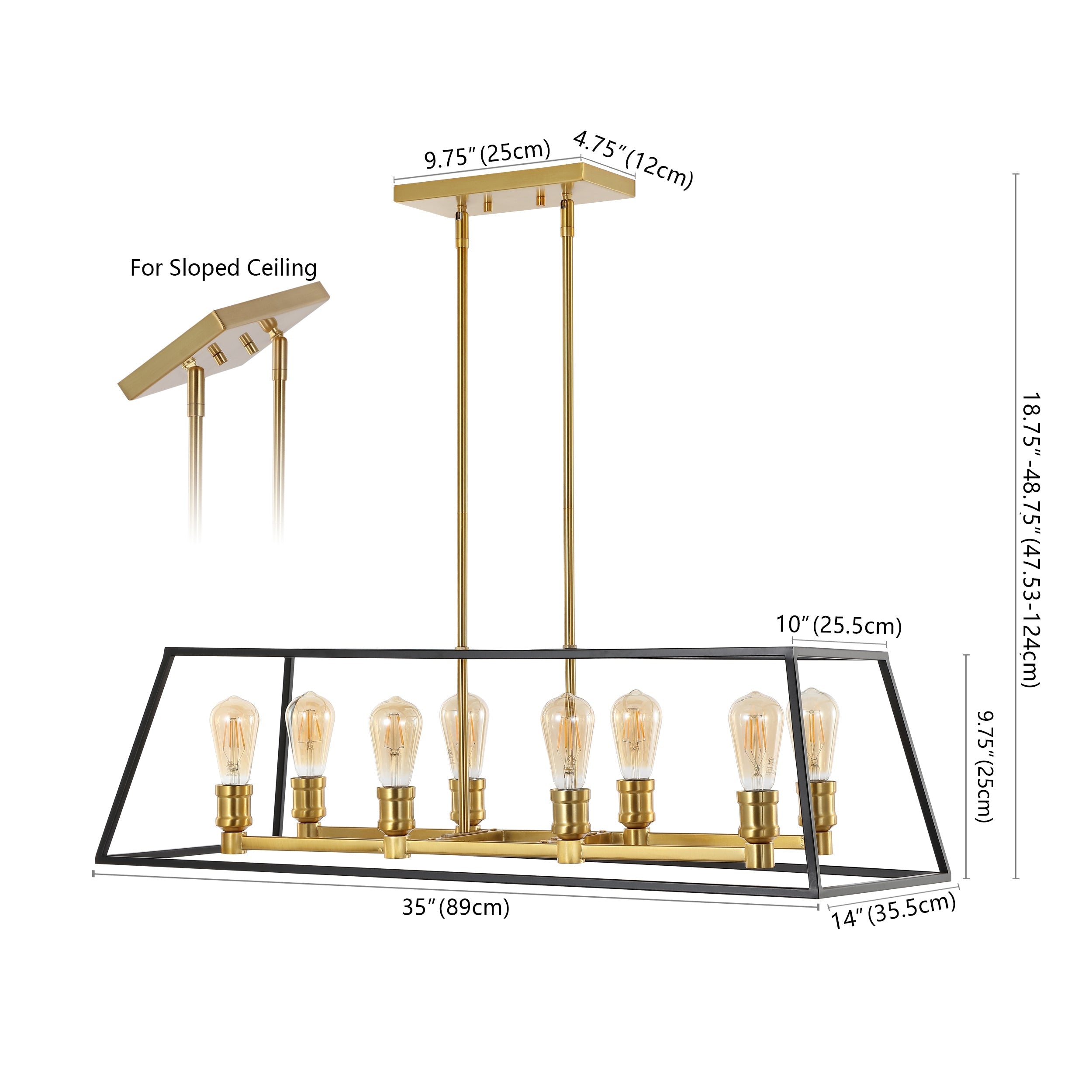 Liane 8-Light Farmhouse Industrial Iron Linear LED Pendant