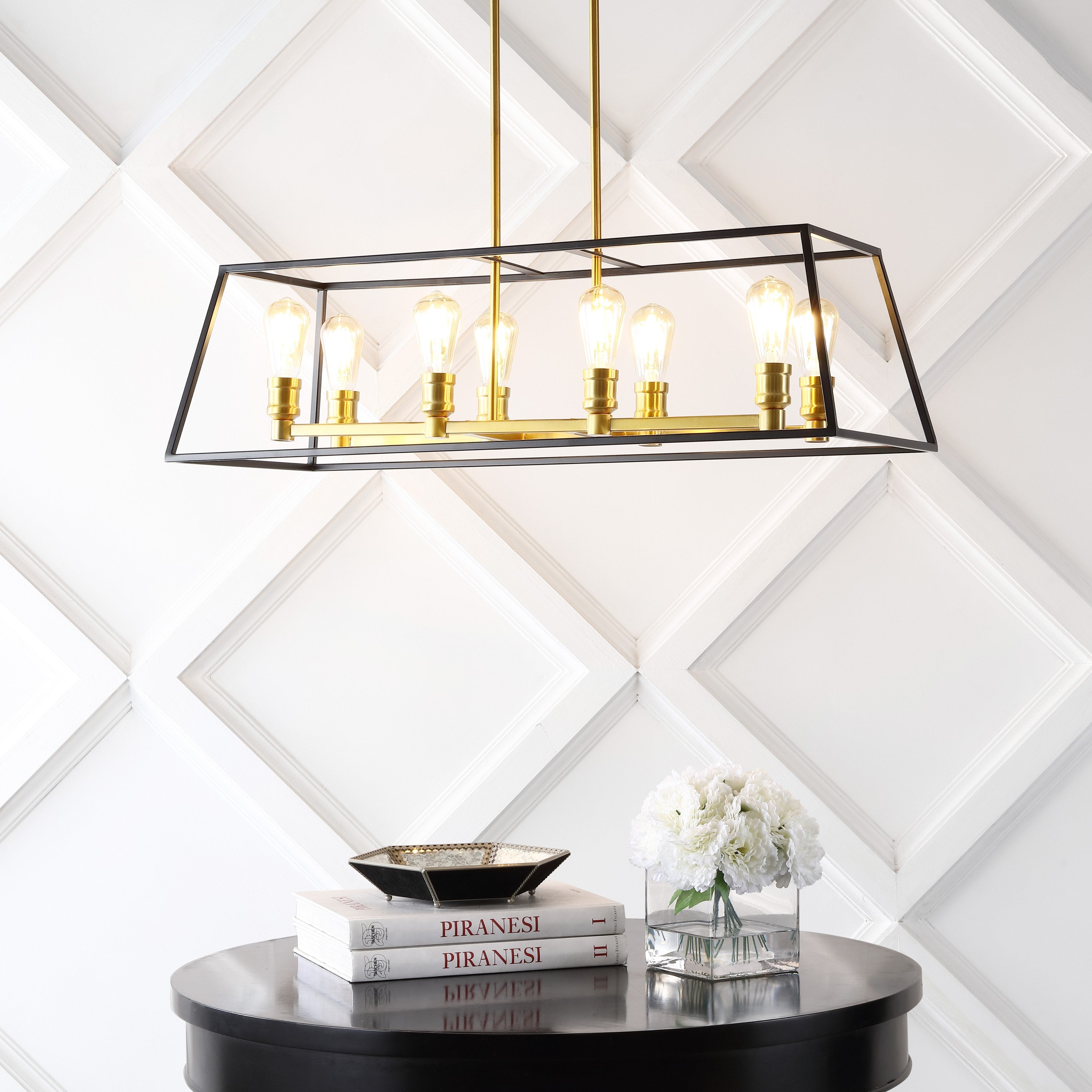 Liane 8-Light Farmhouse Industrial Iron Linear LED Pendant