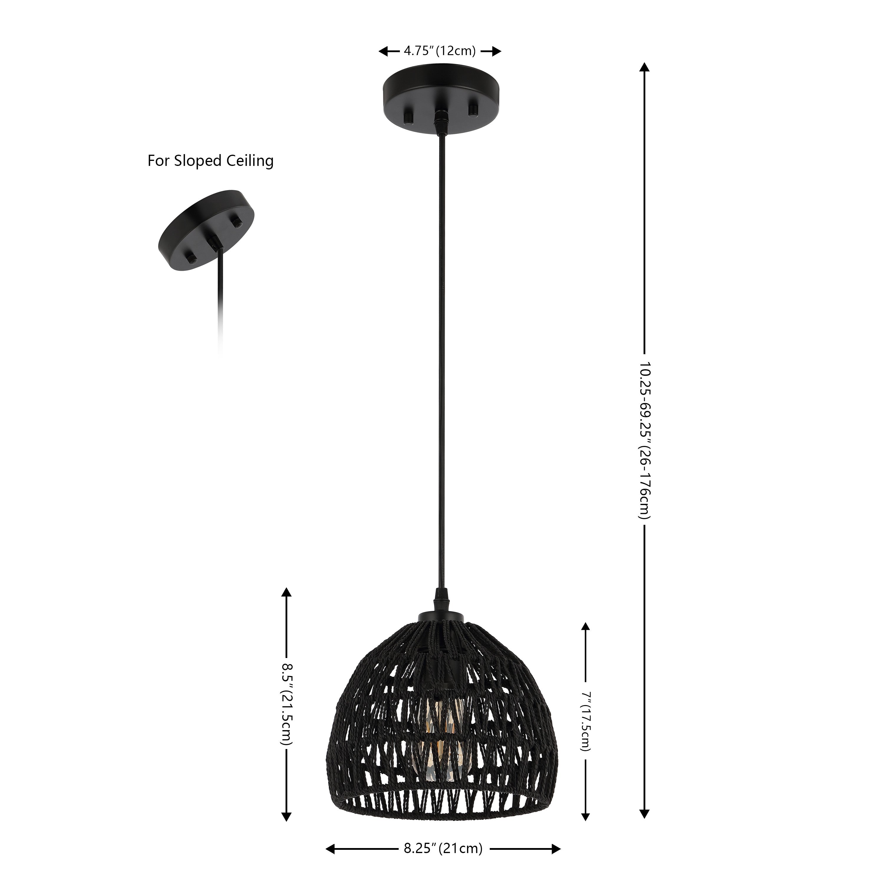 Campana 1-Light Bohemian Modern Woven Rope/Iron LED Pendant
