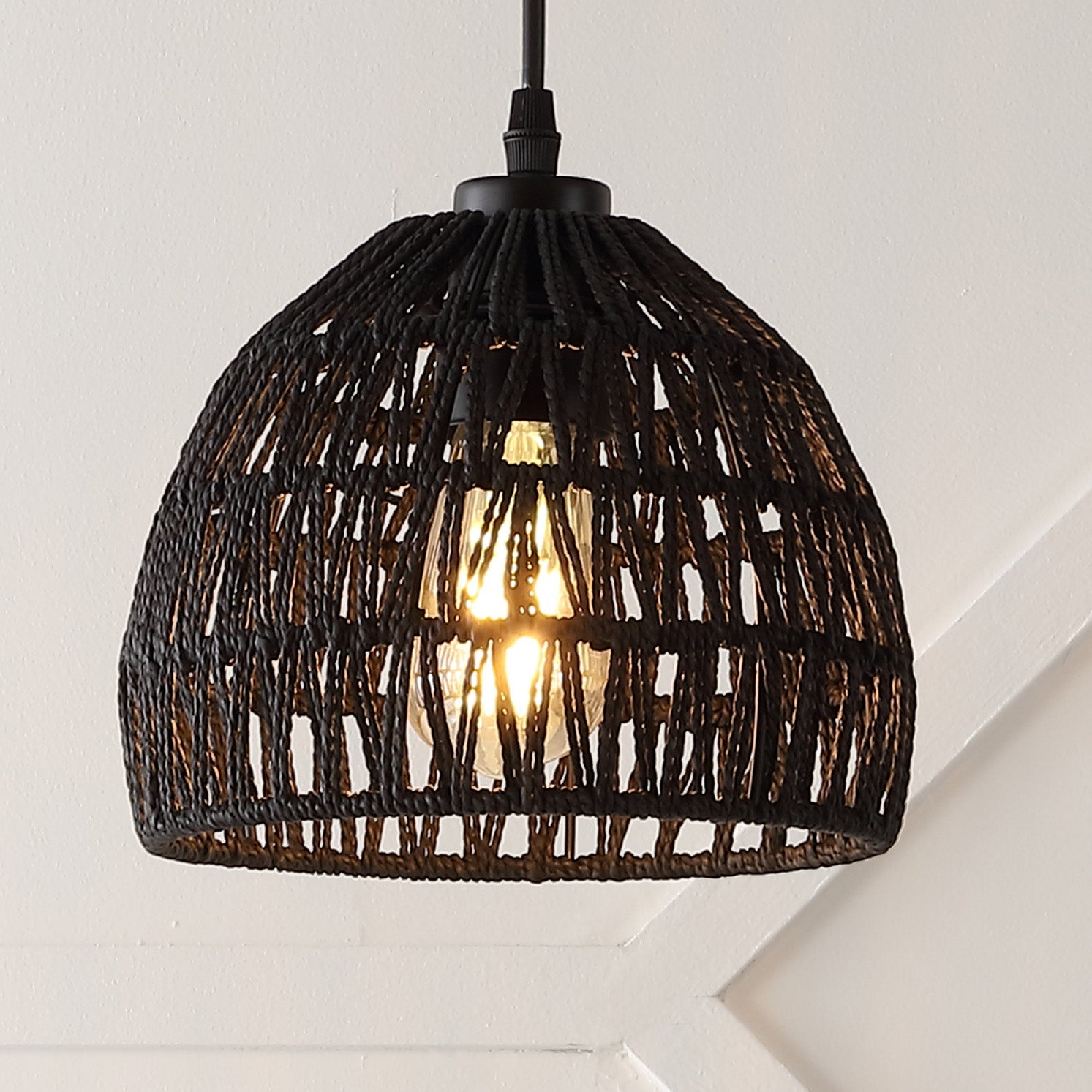 Campana 1-Light Bohemian Modern Woven Rope/Iron LED Pendant