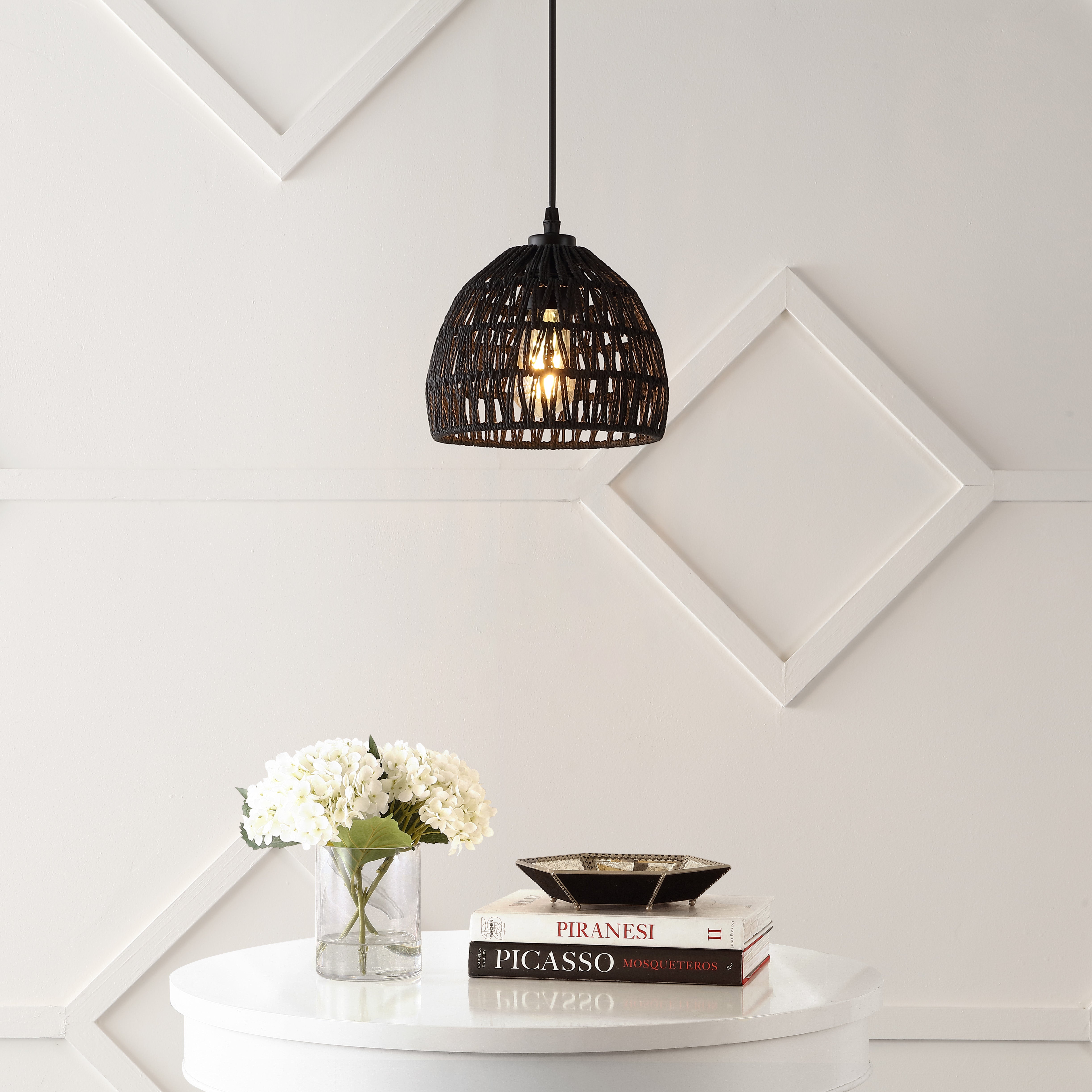 Campana 1-Light Bohemian Modern Woven Rope/Iron LED Pendant