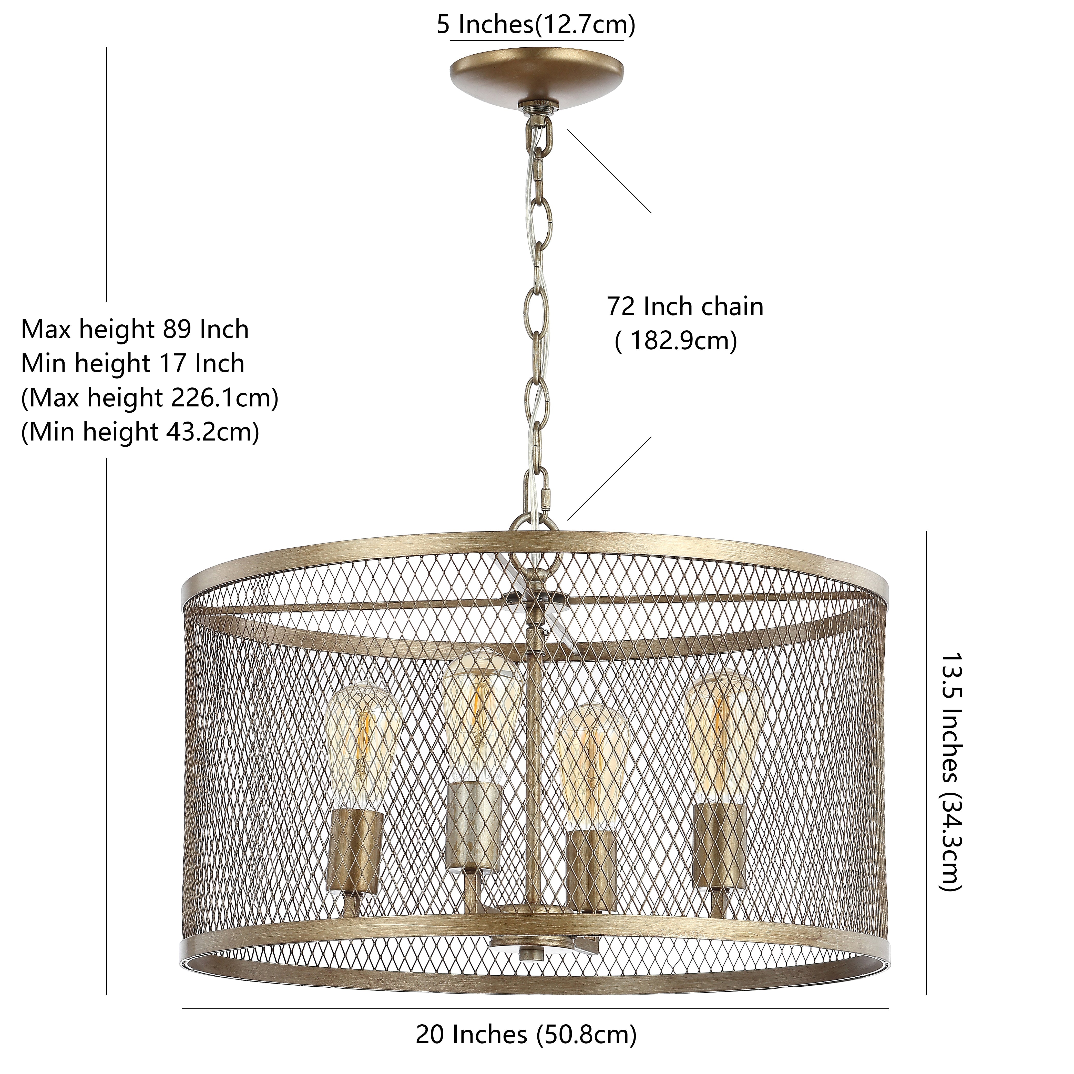 Pen Iron Adjustable Industrial Mesh LED Pendant