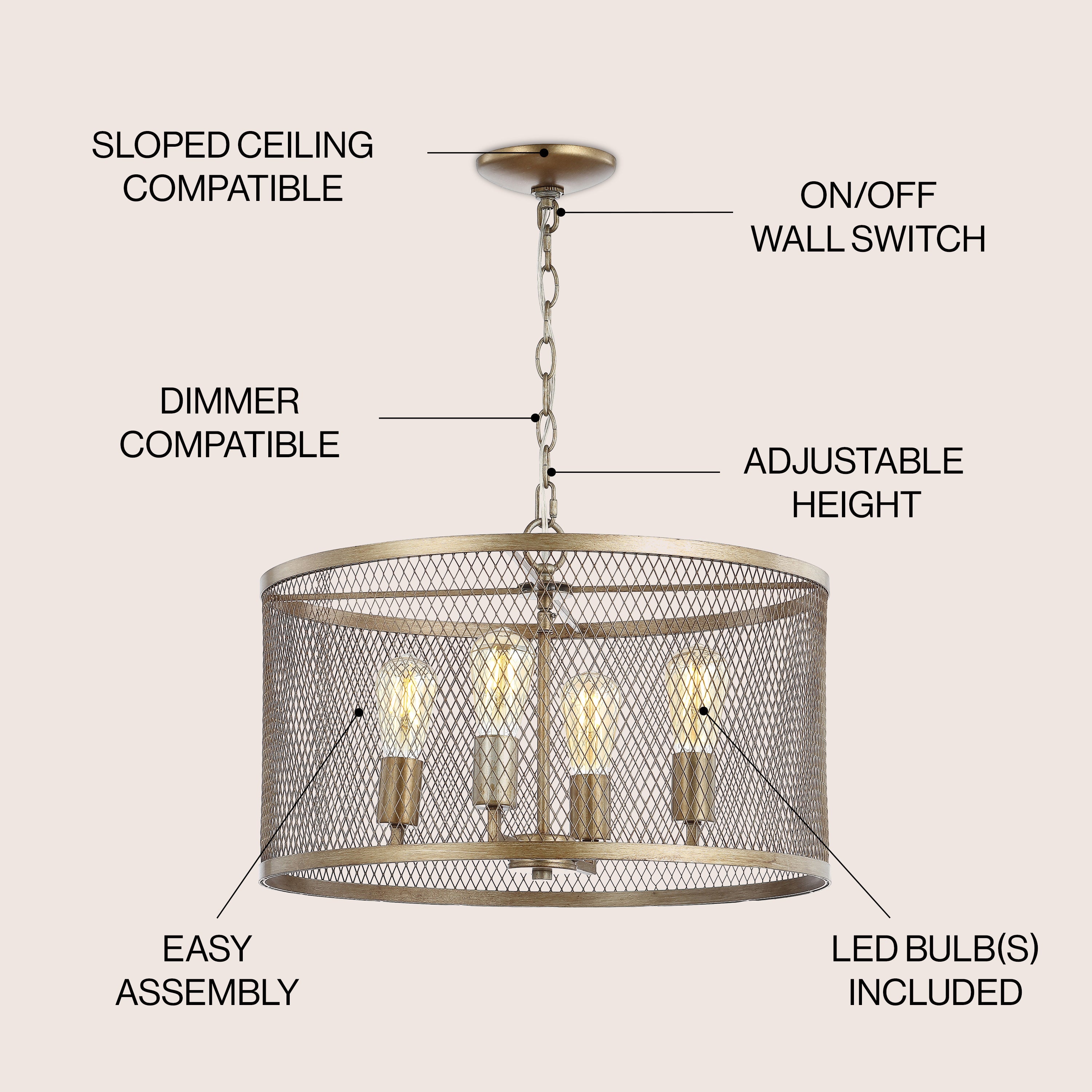 Pen Iron Adjustable Industrial Mesh LED Pendant