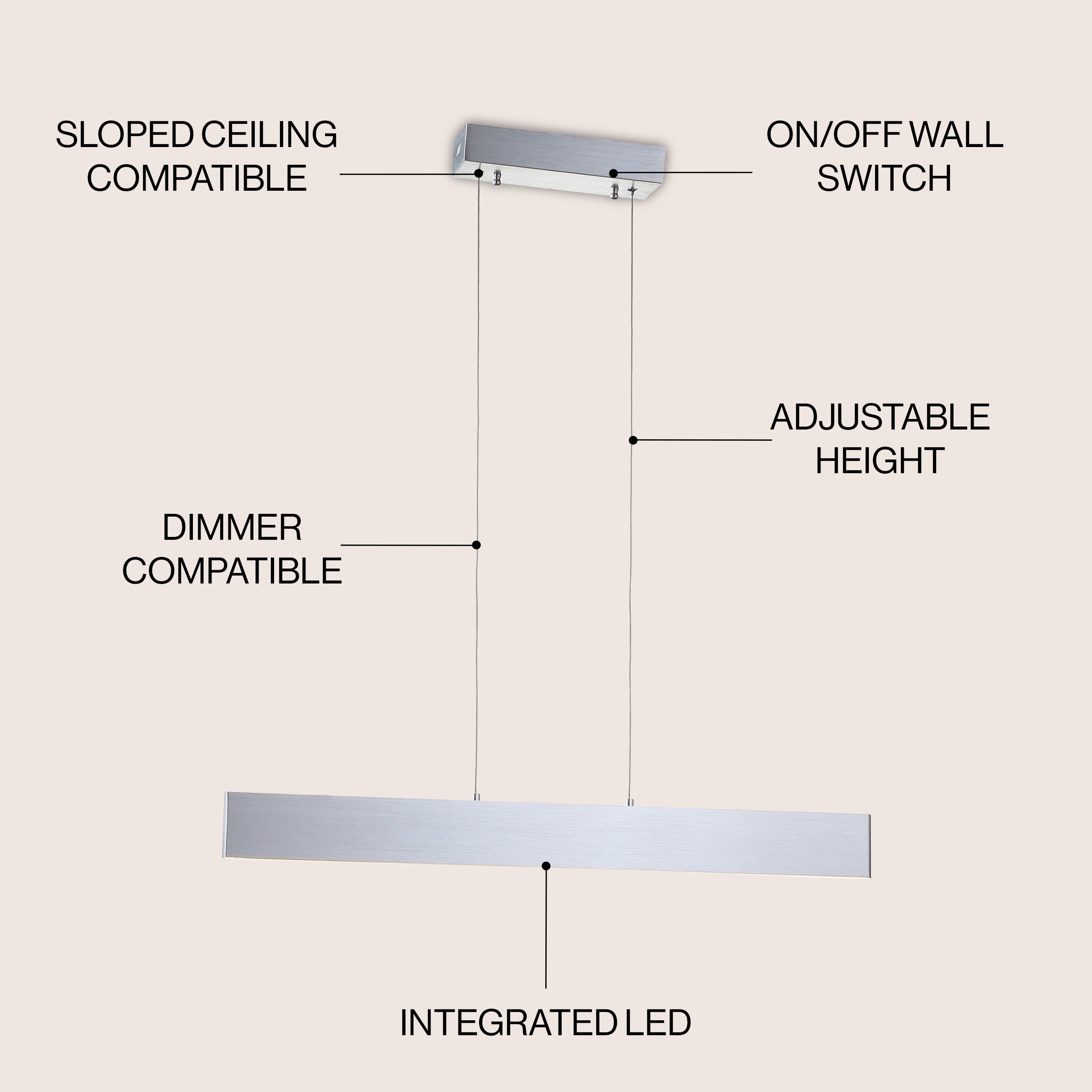 Draper Dimmable Adjustable Integrated LED Metal Linear Pendant