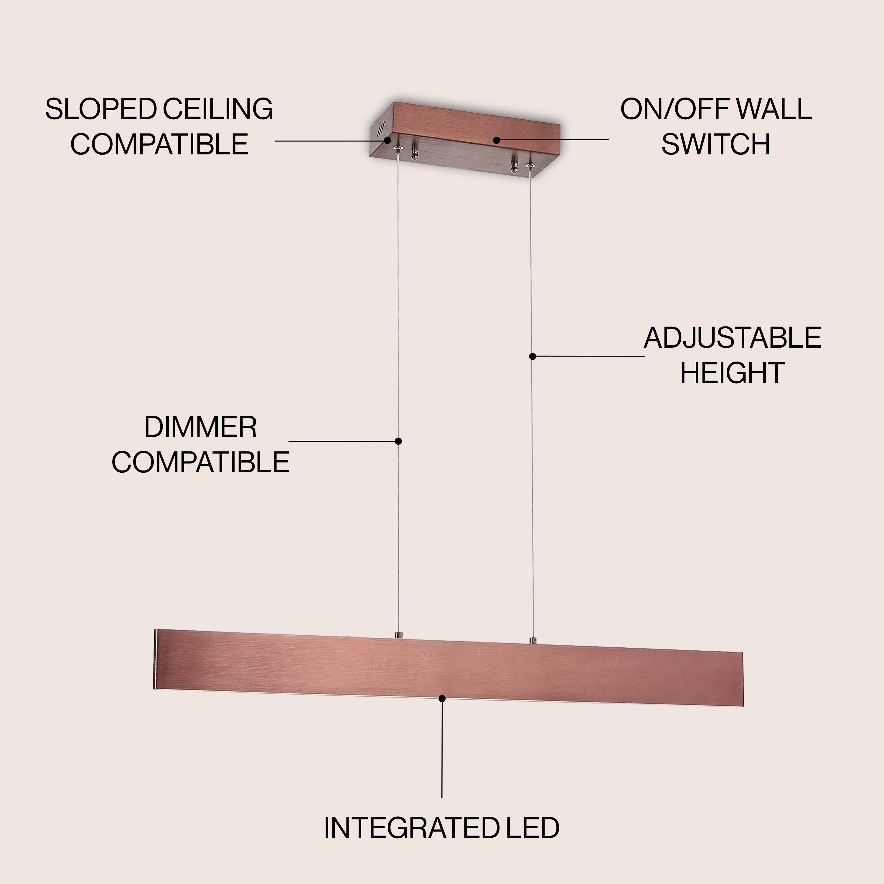 Draper Dimmable Adjustable Integrated LED Metal Linear Pendant