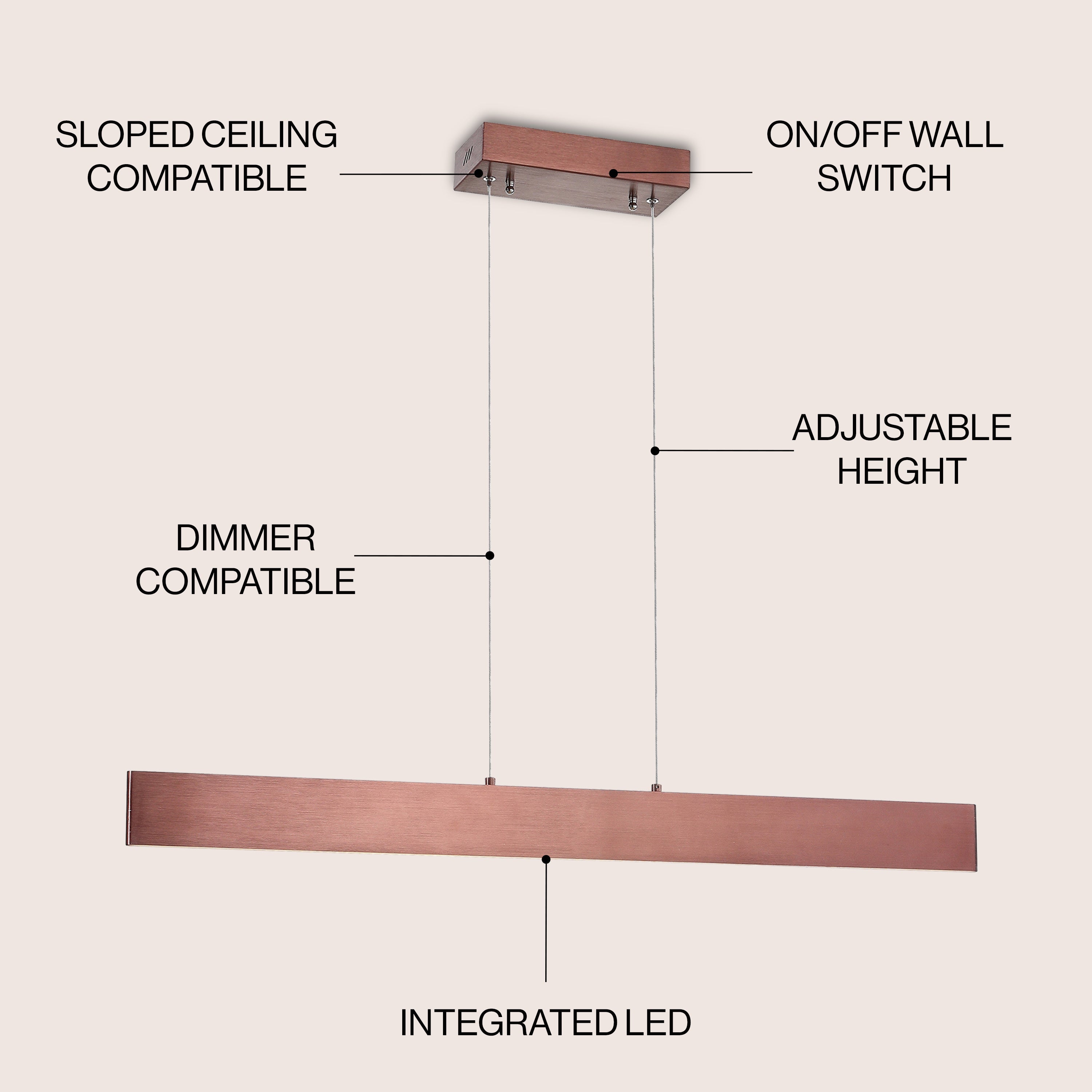 Draper Dimmable Adjustable Integrated LED Metal Linear Pendant