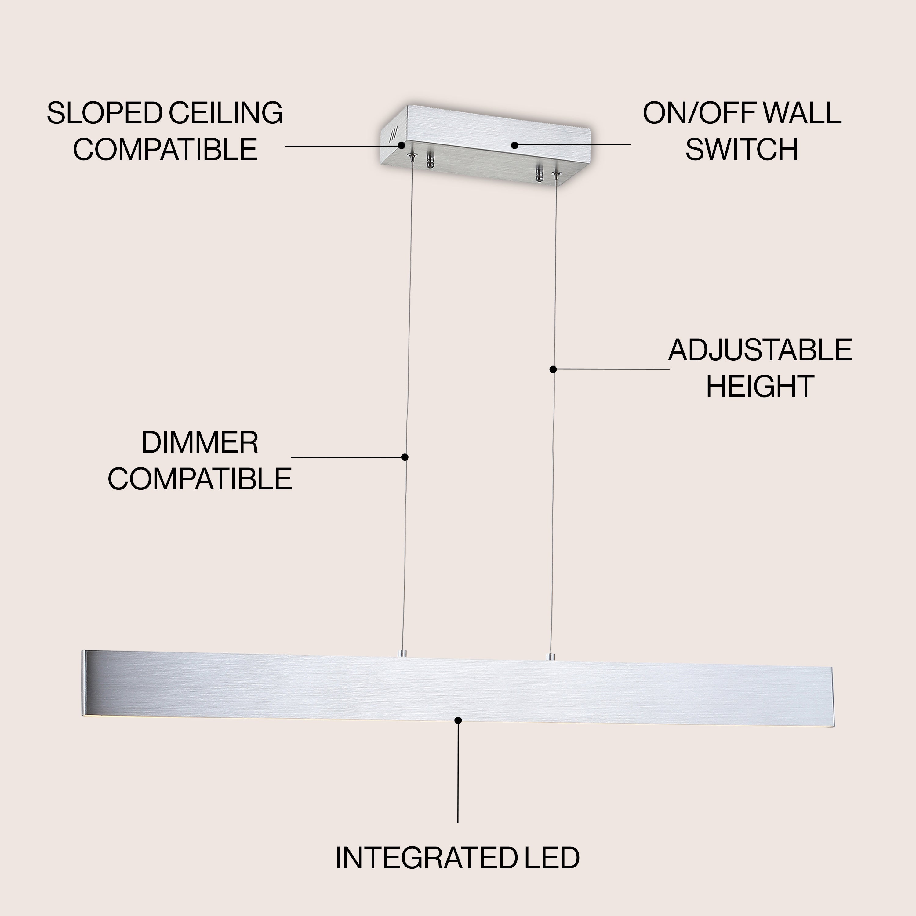 Draper Dimmable Adjustable Integrated LED Metal Linear Pendant