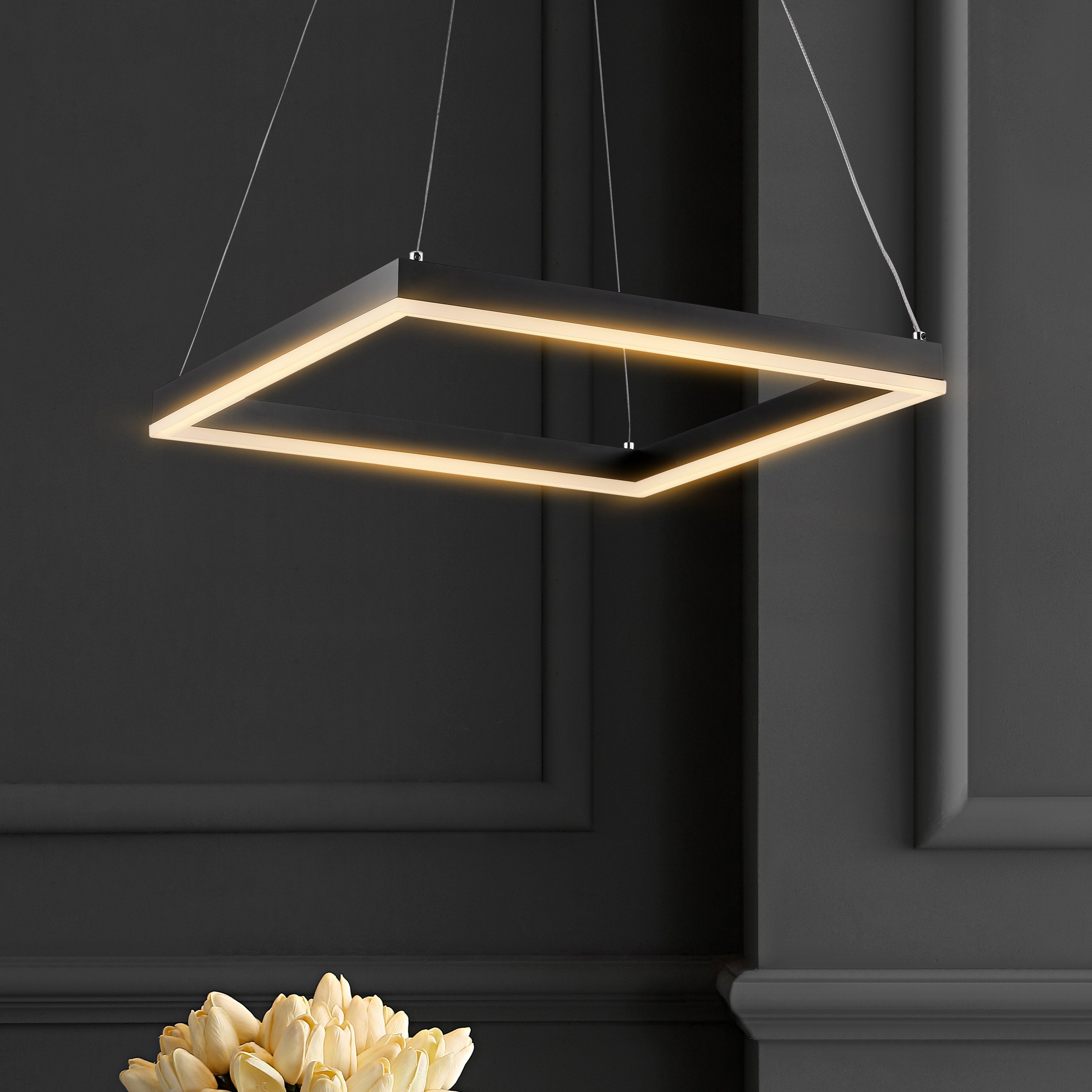 Nero Square Contemporary Modern Metal Integrated LED Pendant Light