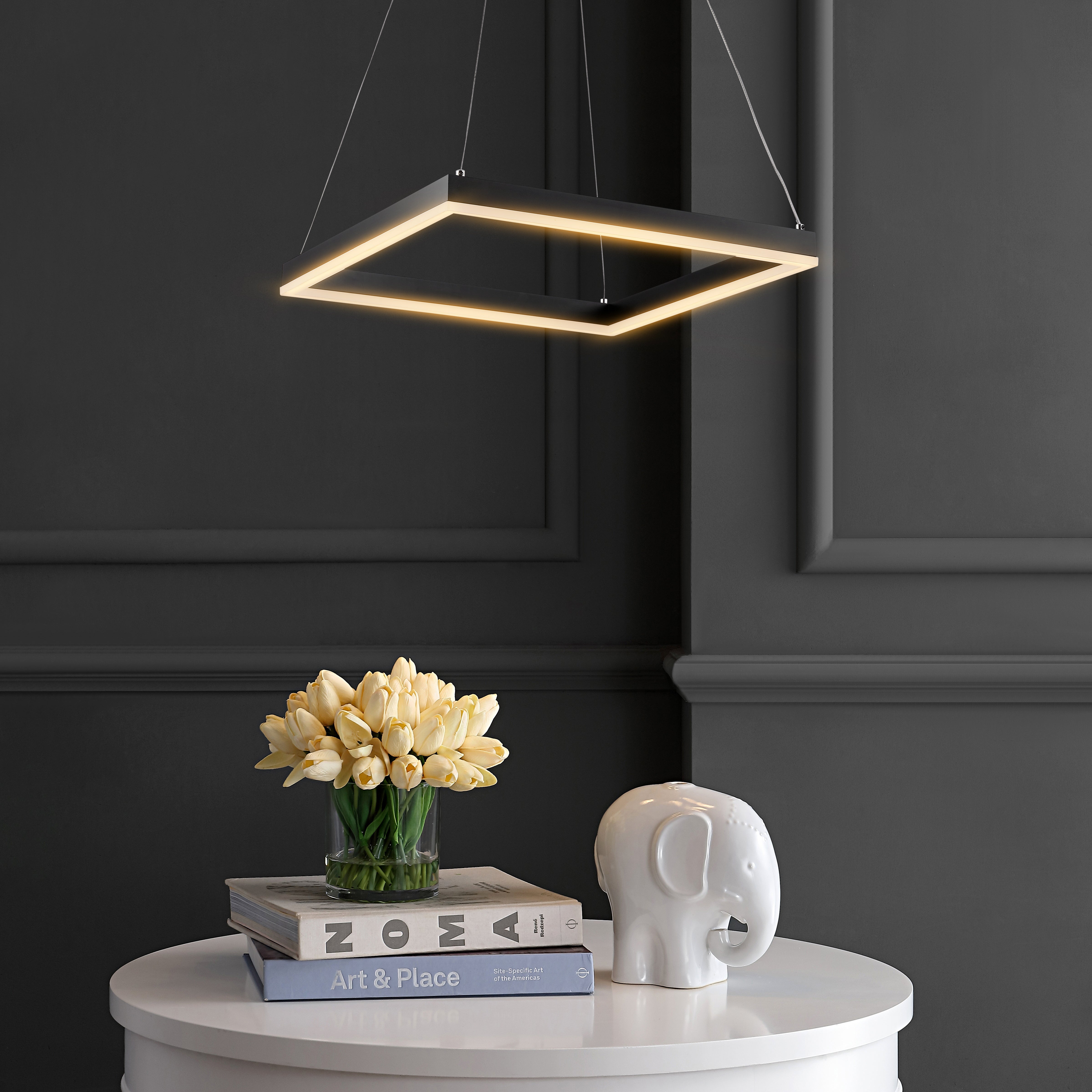 Nero Square Contemporary Modern Metal Integrated LED Pendant Light