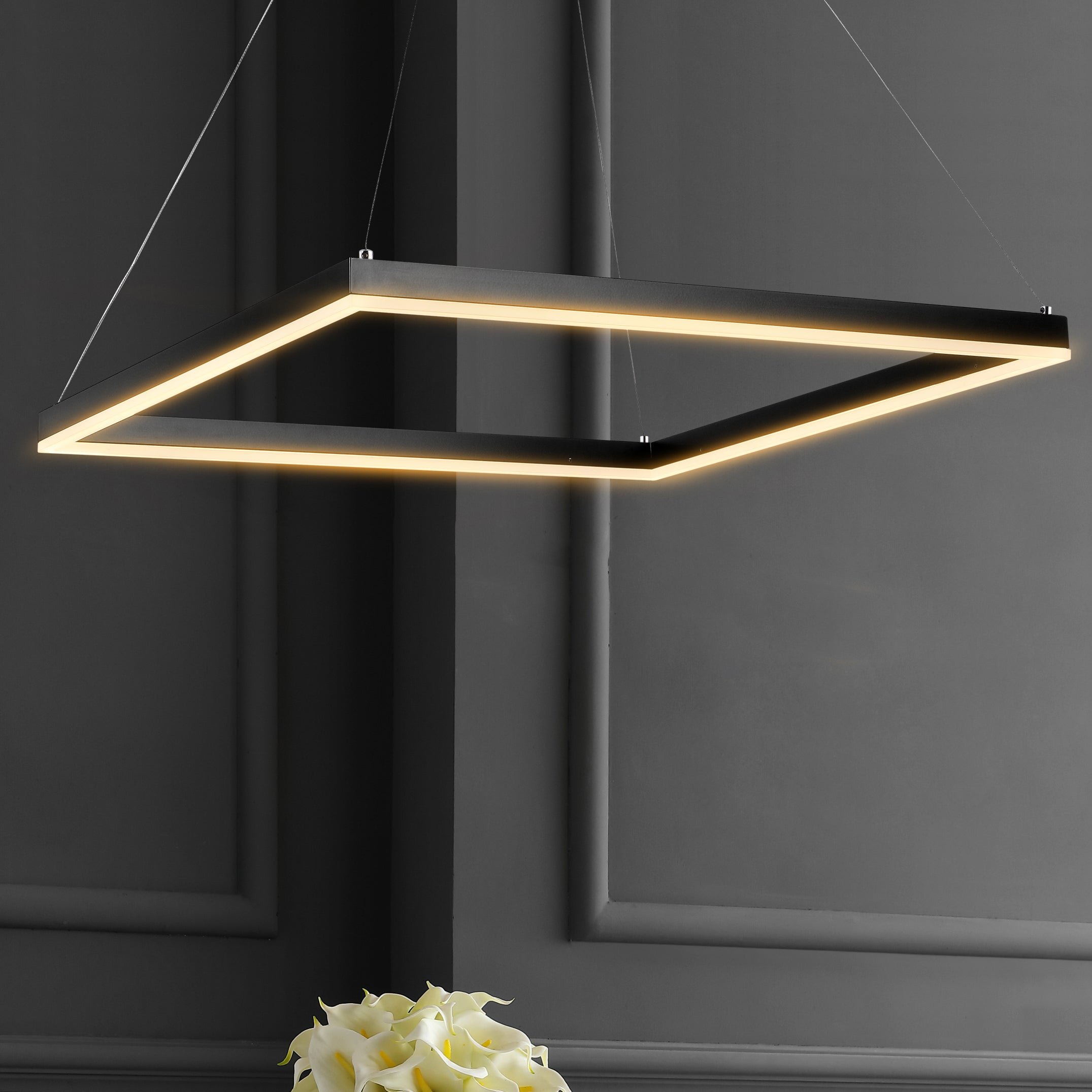 Nero Square Contemporary Modern Metal Integrated LED Pendant Light