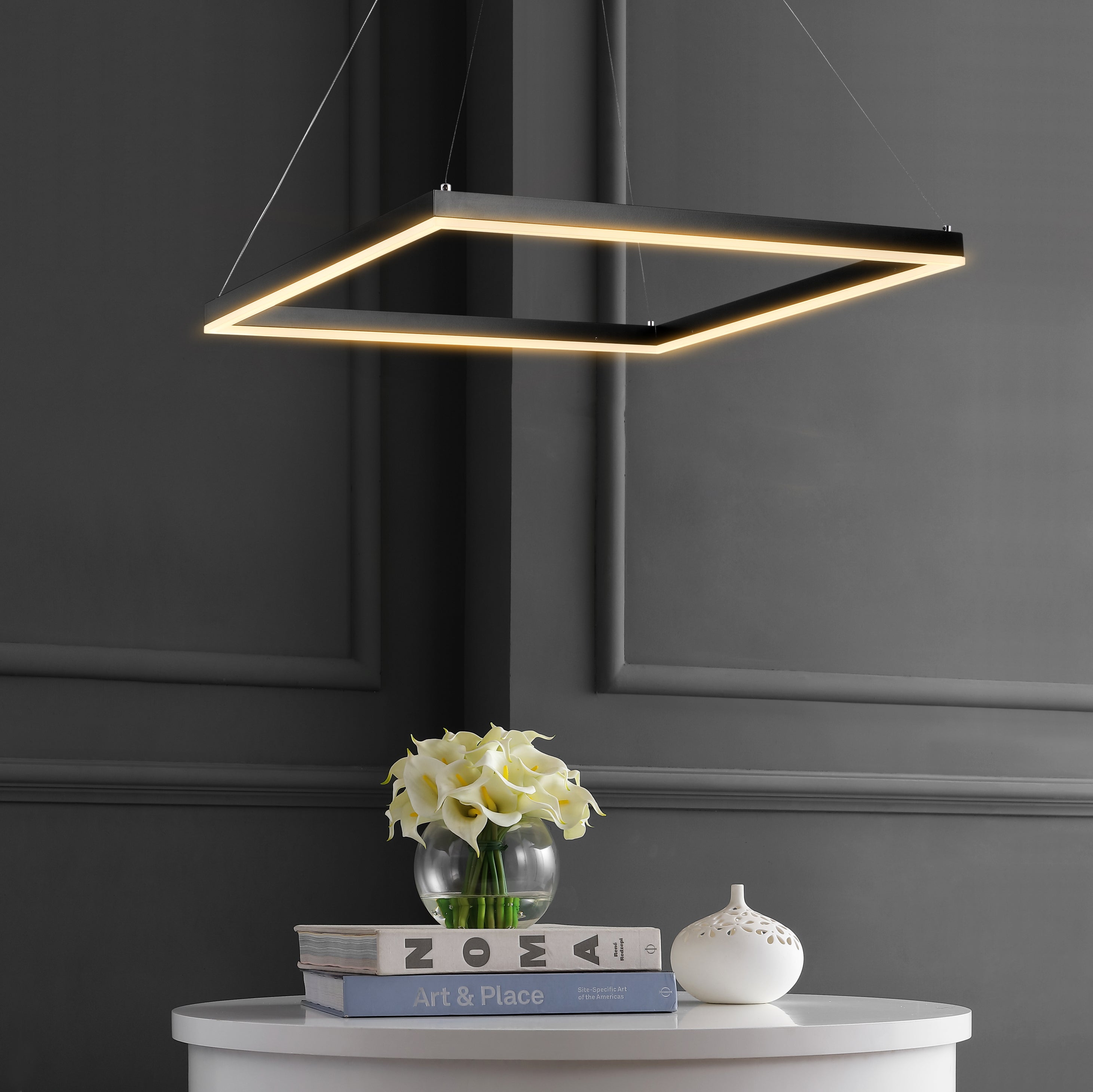 Nero Square Contemporary Modern Metal Integrated LED Pendant Light