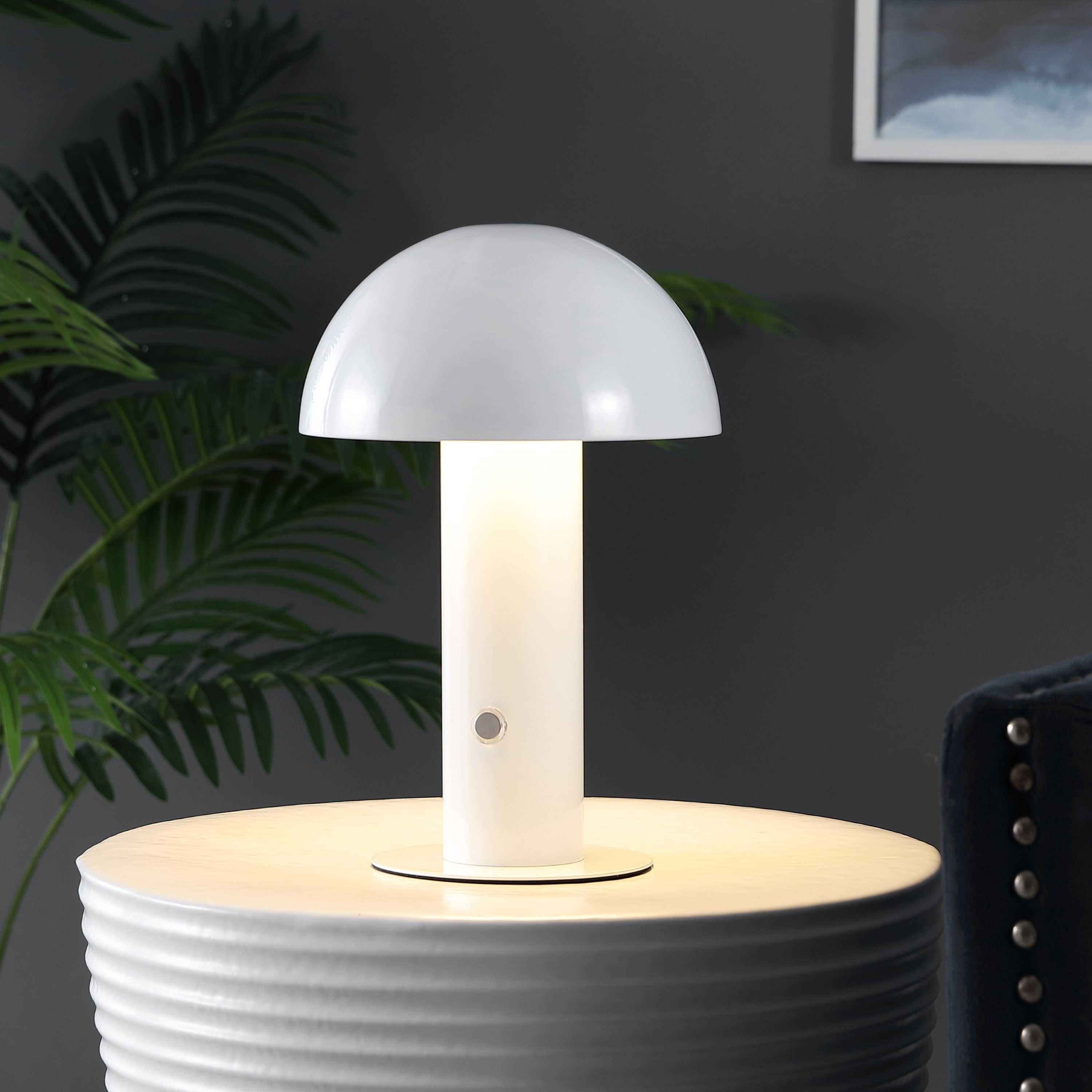 Boletus Contemporary Bohemian Rechargeable/Cordless Iron Integrated Portable LED Mushroom Table Lamp