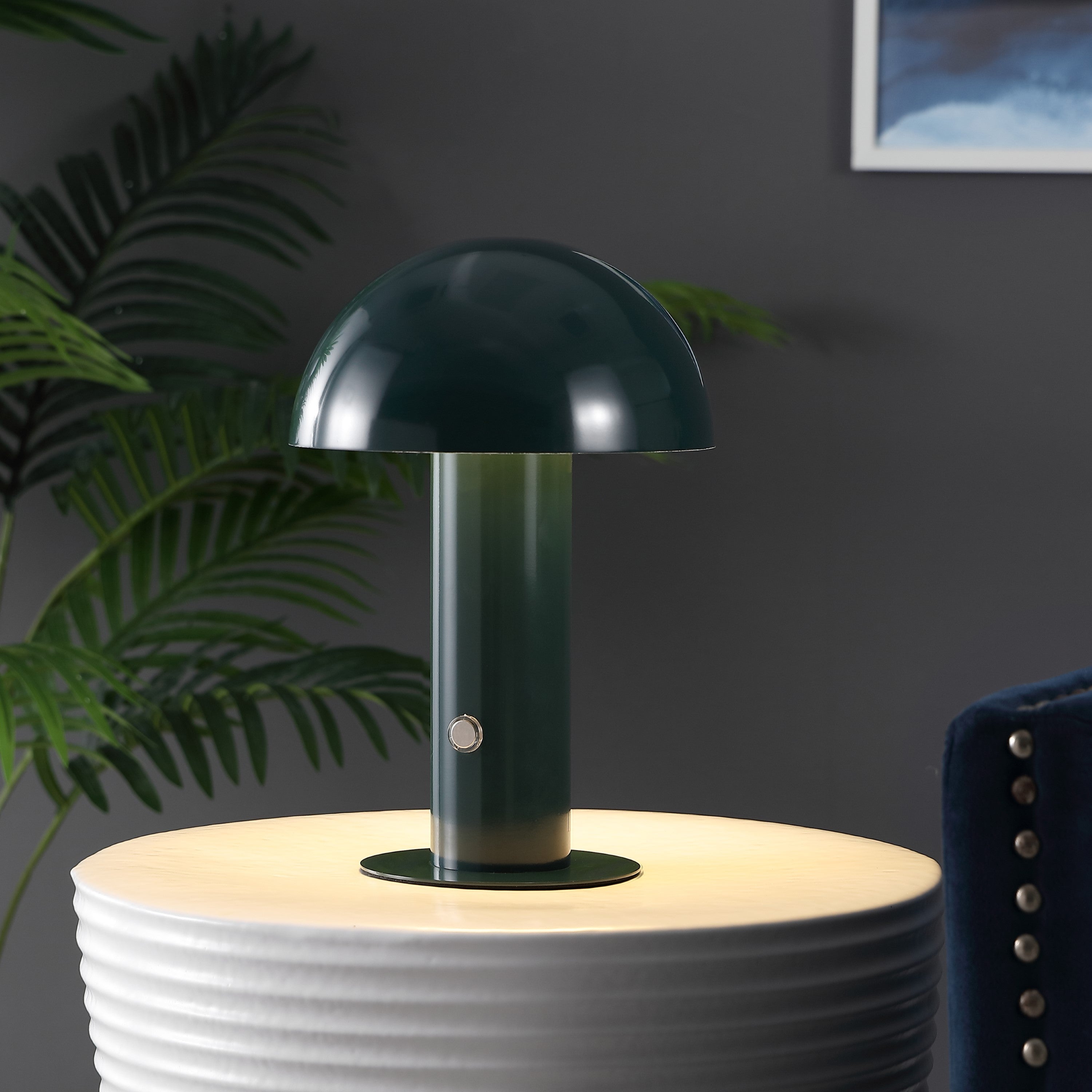 Boletus Contemporary Bohemian Rechargeable/Cordless Iron Integrated Portable LED Mushroom Table Lamp