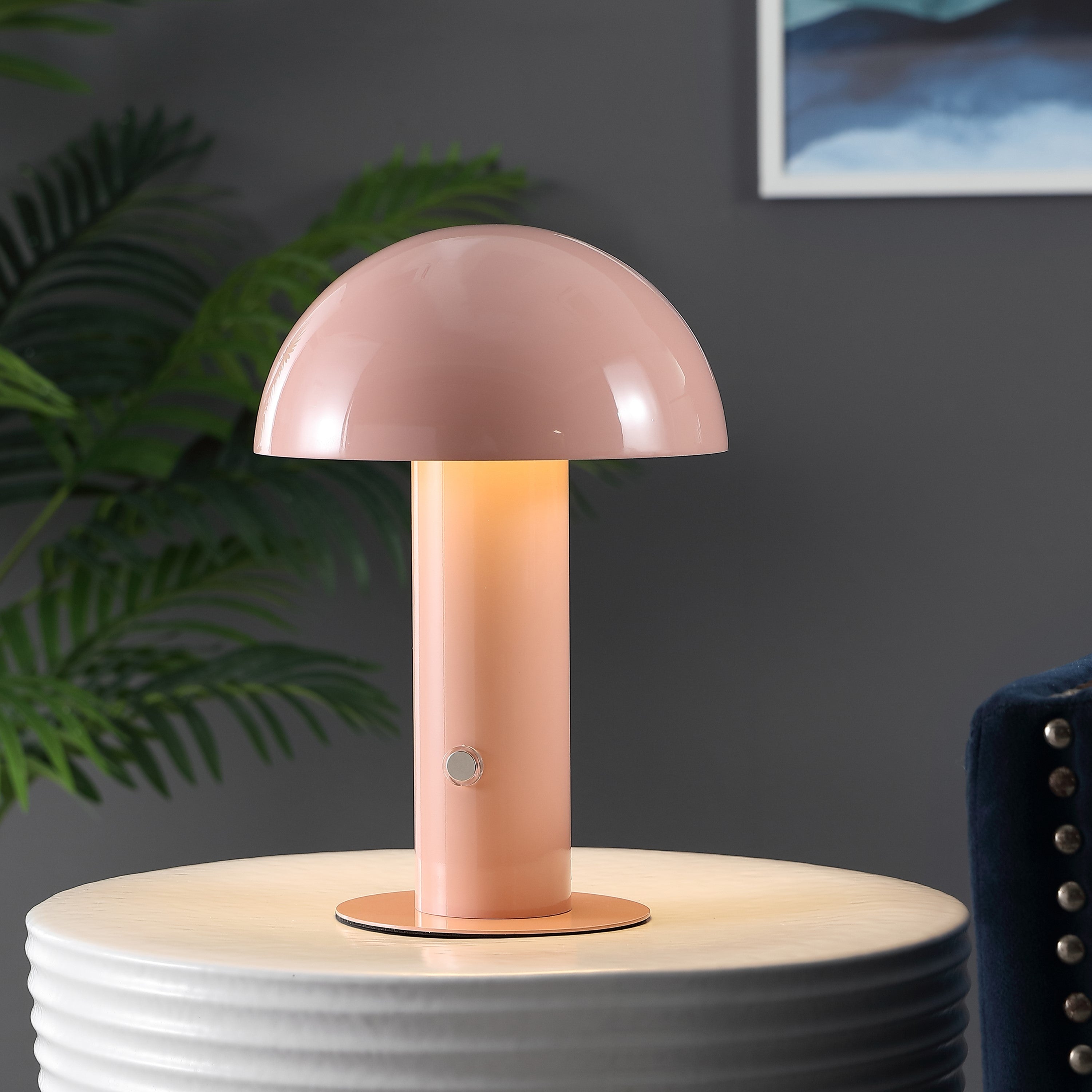 Boletus Contemporary Bohemian Rechargeable/Cordless Iron Integrated Portable LED Mushroom Table Lamp