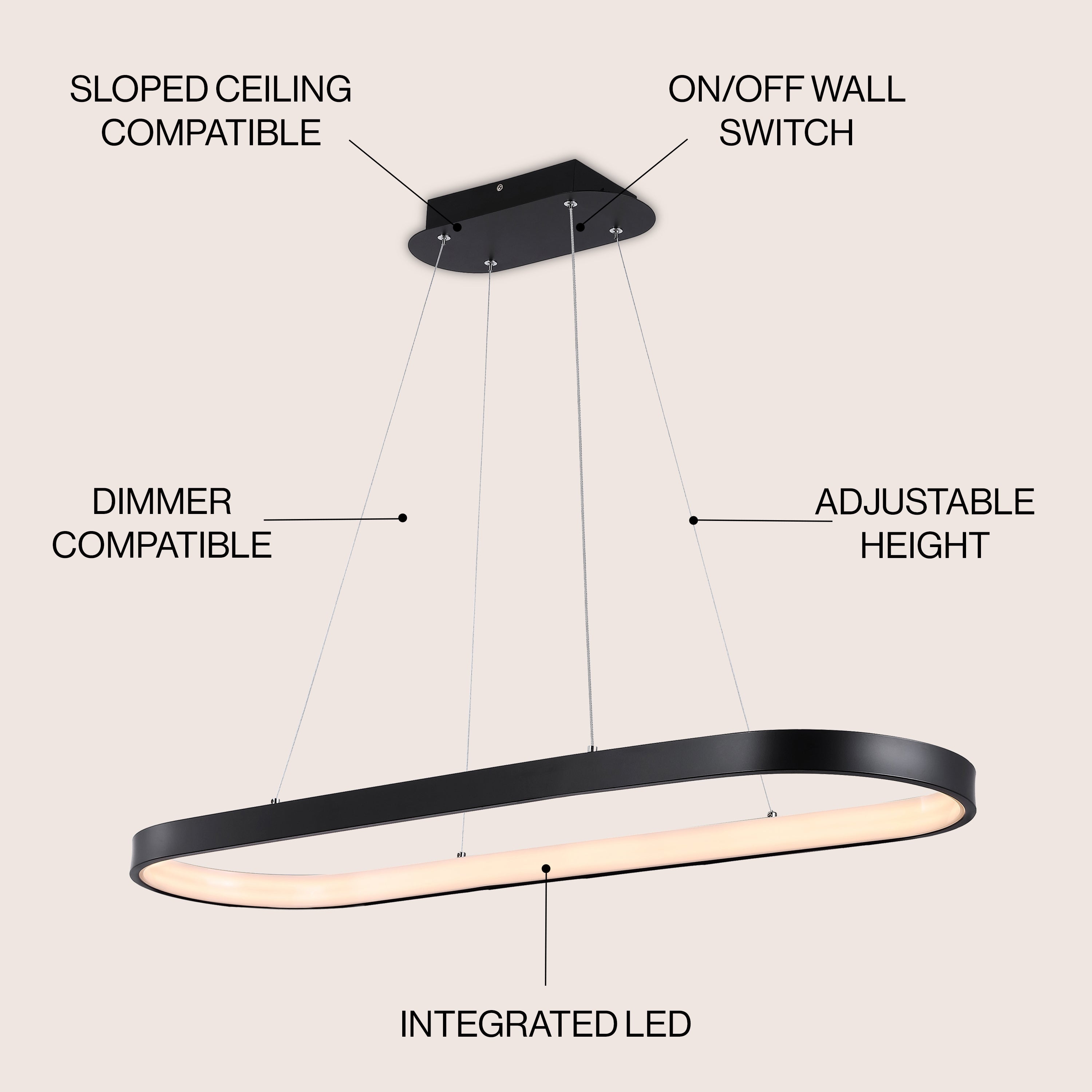 Nolan Modern Bohemian Iron Linear Integrated LED Pendant