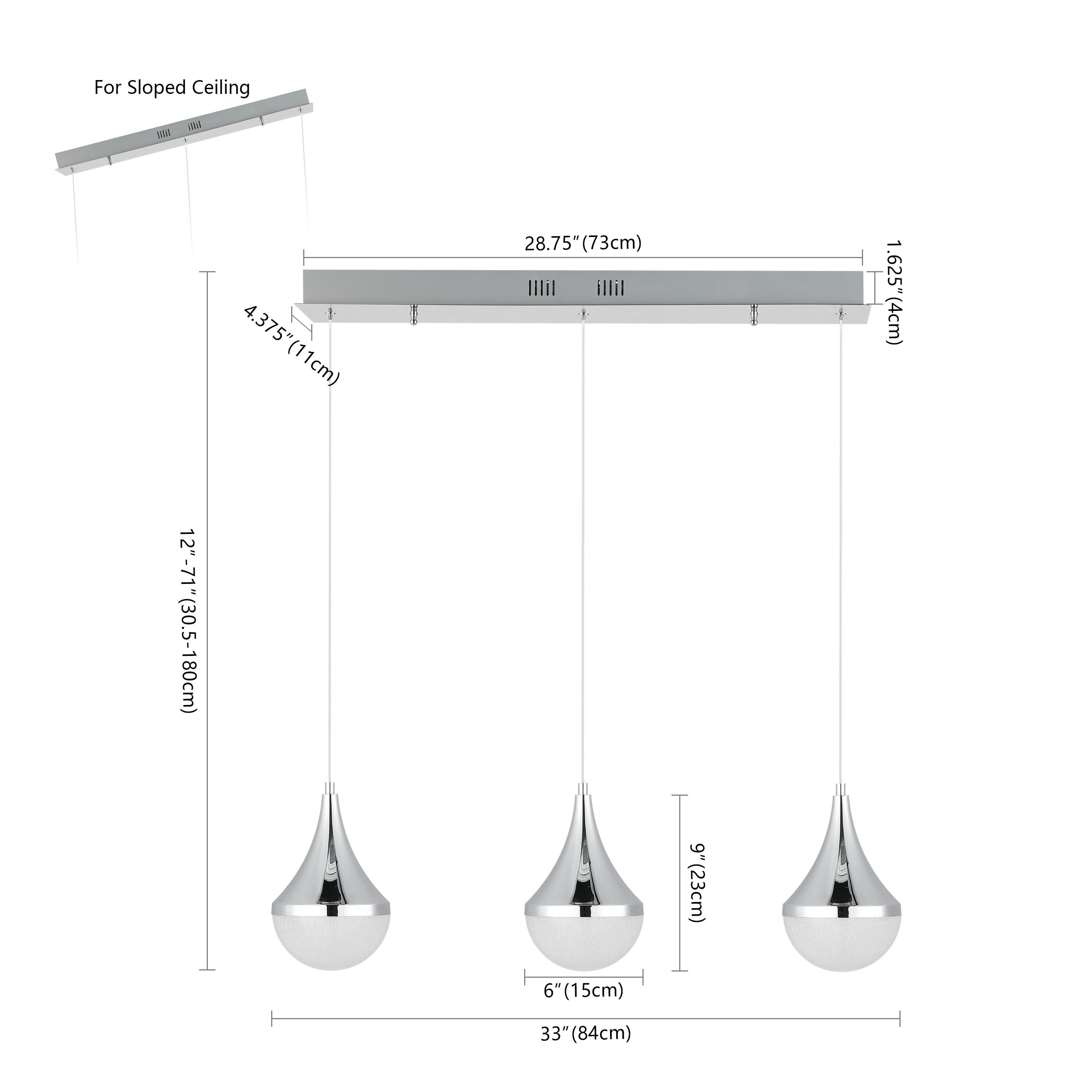 Elyse 3-Light Modern Mid-Century Iron/Acrylic Integrated Linear LED Pendant