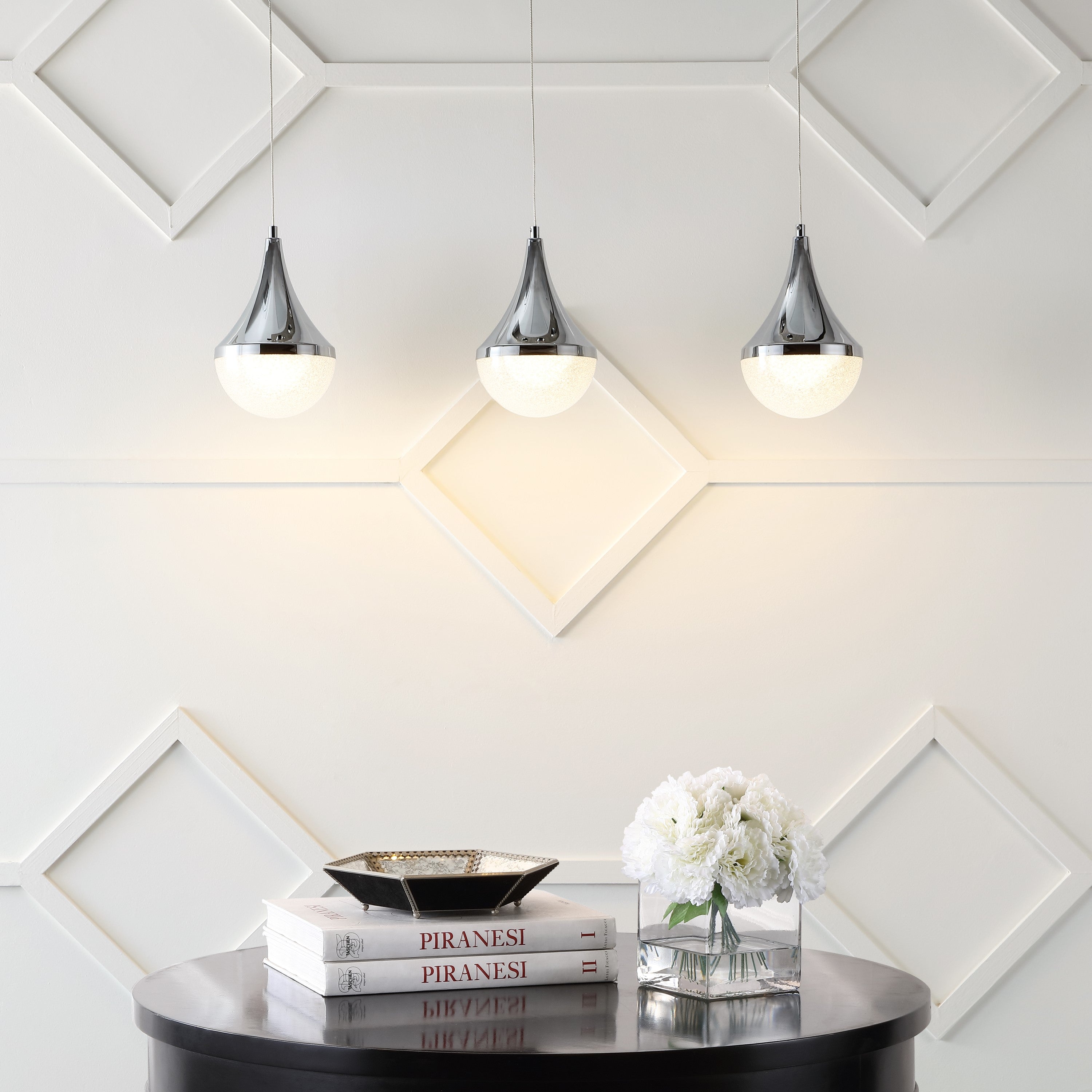 Elyse 3-Light Modern Mid-Century Iron/Acrylic Integrated Linear LED Pendant