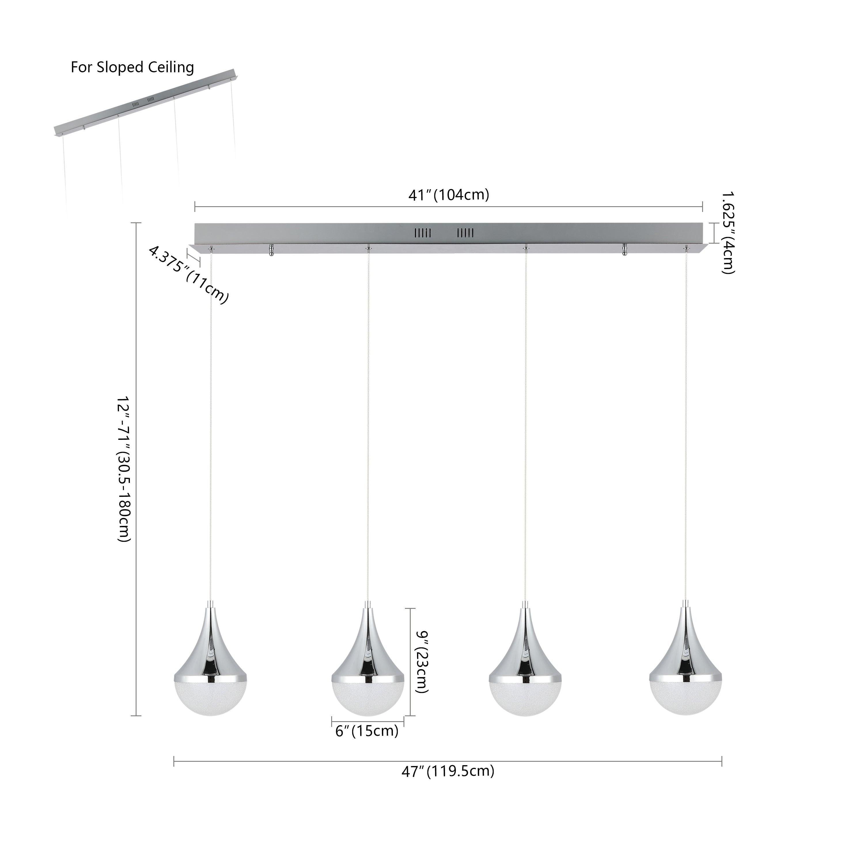 Elena 4-Light Modern Mid-Century Iron/Acrylic Integrated Linear LED Pendant