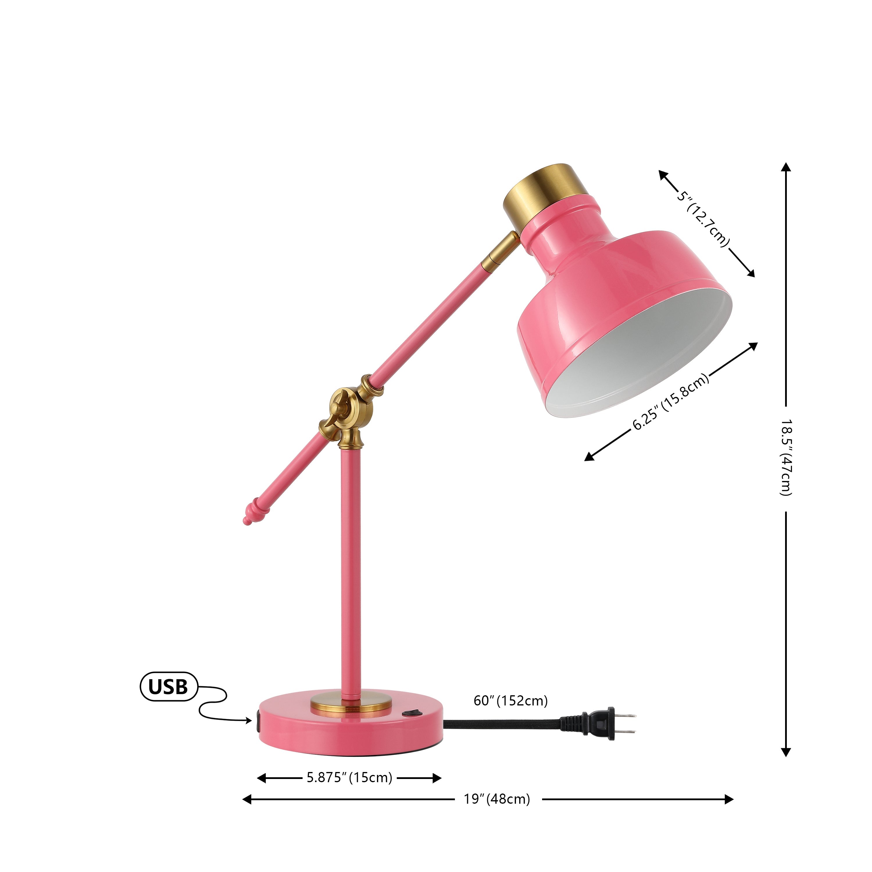 Allegra Classic Farmhouse Adjustable Cantilever LED Task Lamp with USB Charging Port