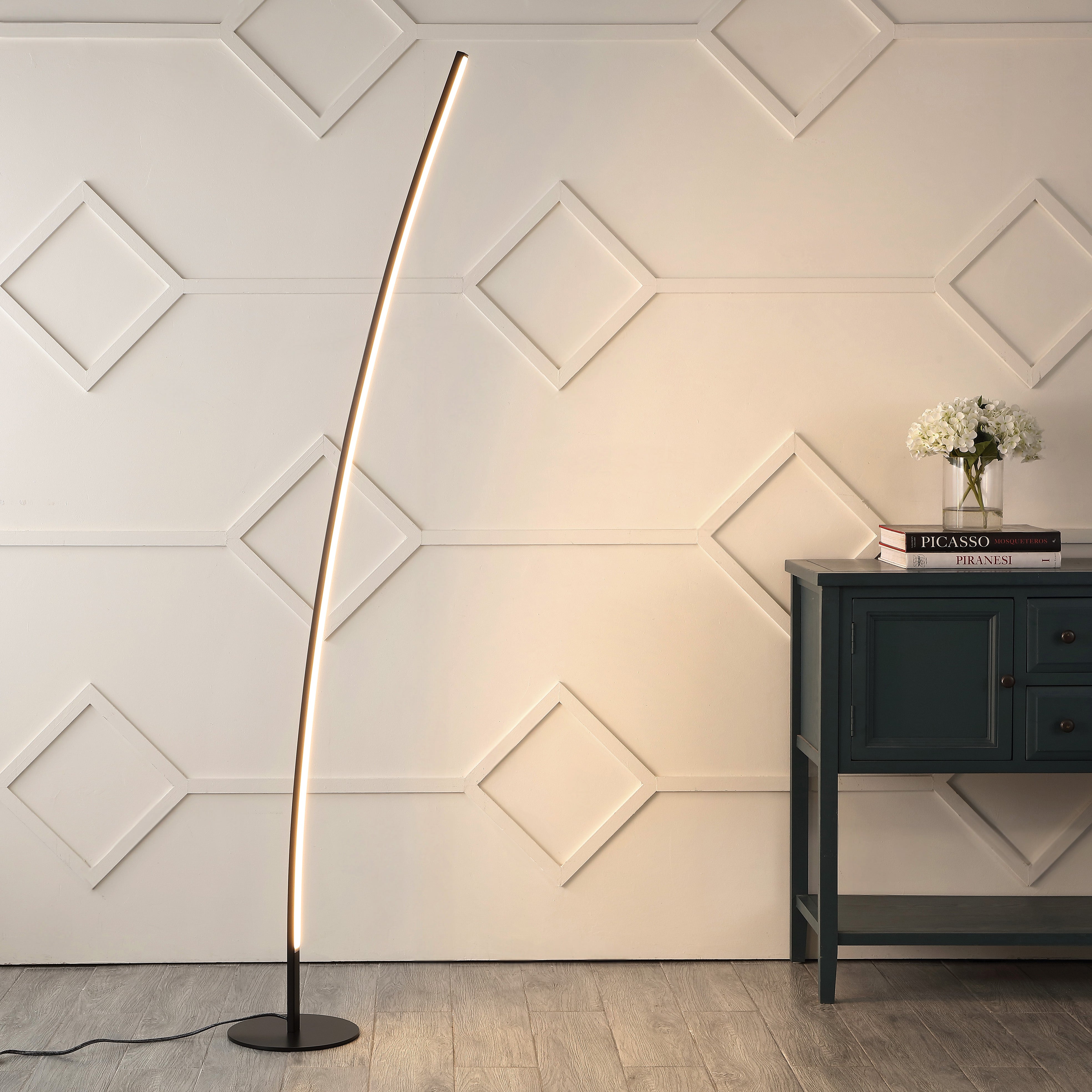 Malthe Modern Contemporary Aluminum/Iron Arc Integrated LED Floor Lamp