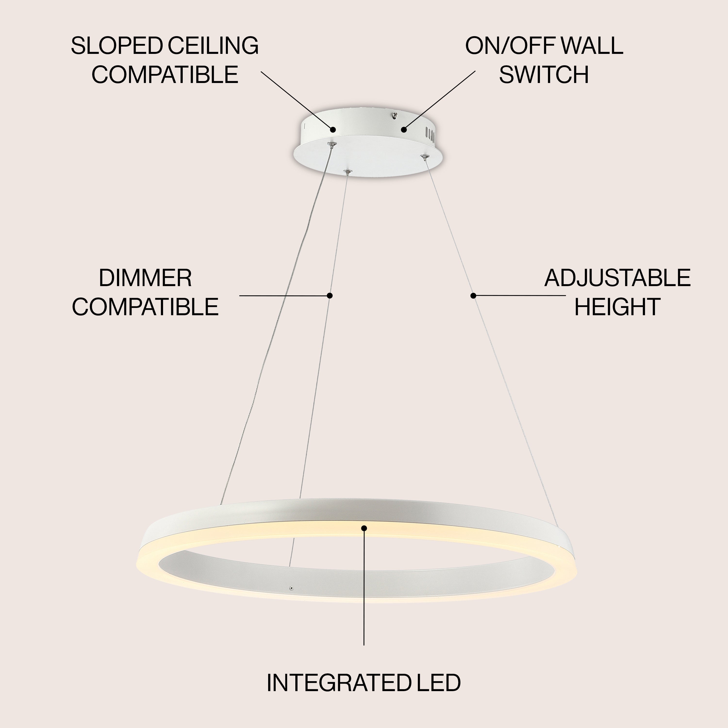Baxter 1-Light Modern Contemporary Aluminum Integrated LED Hoop Pendant