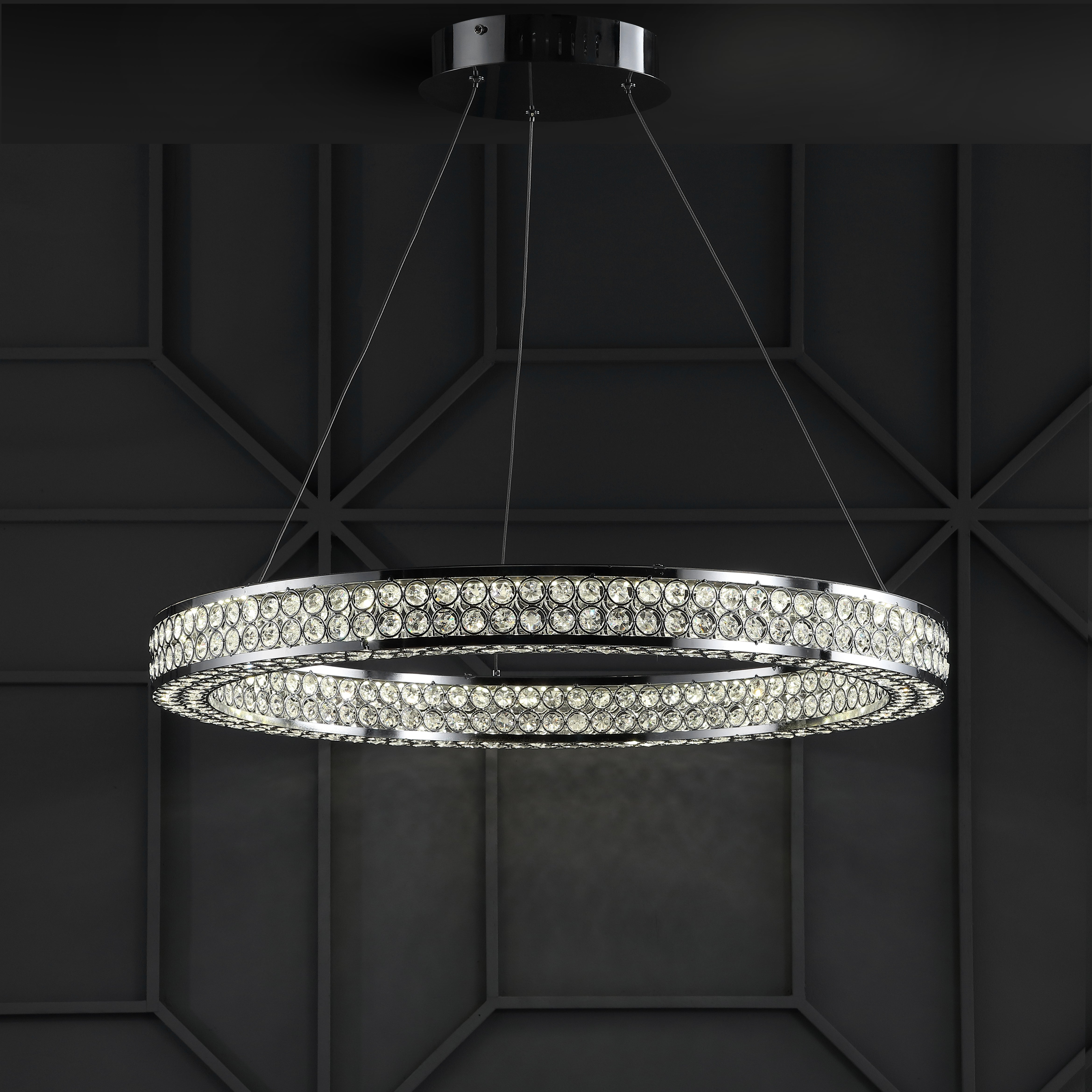 Benton Round Integrated LED Crystal/Metal Pendant