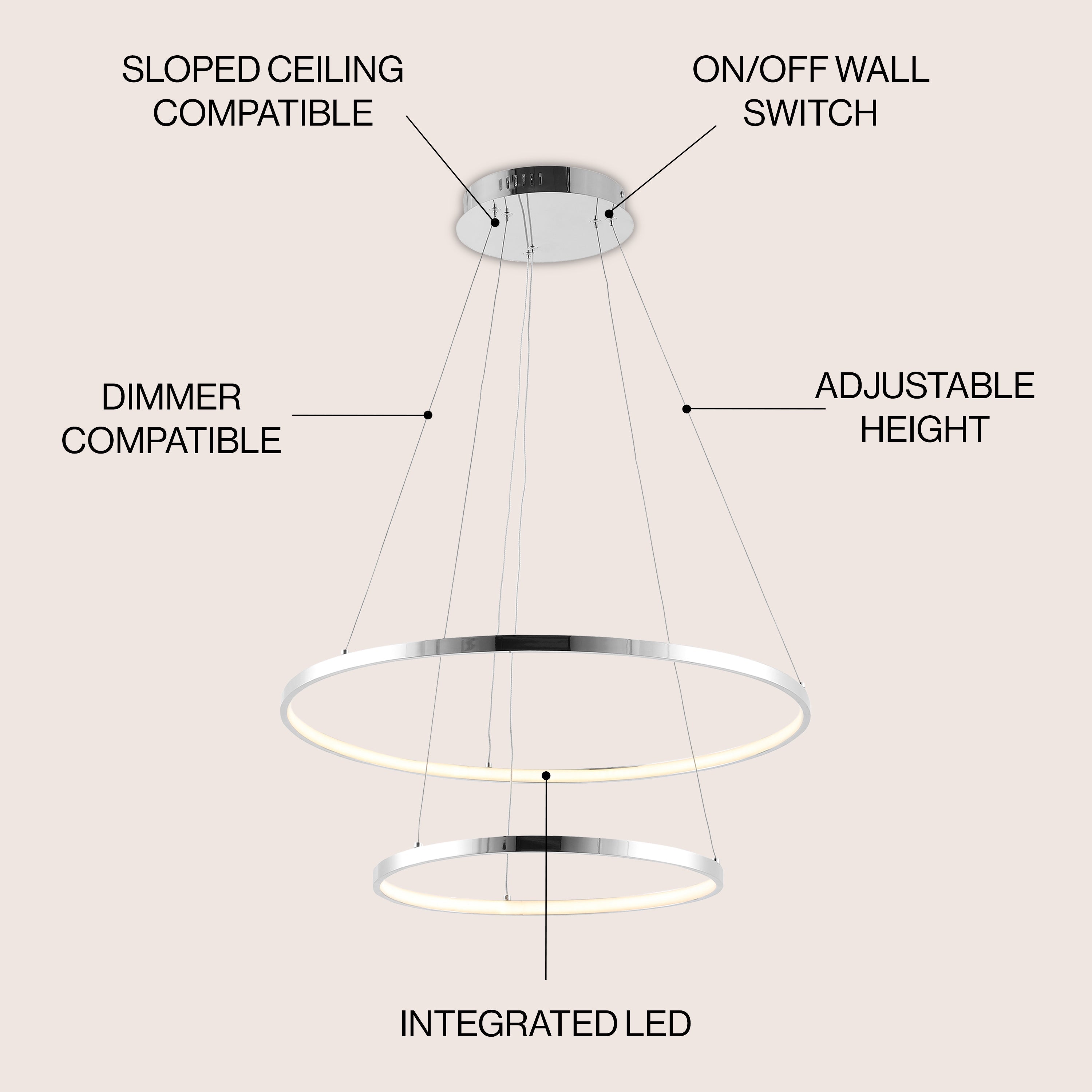 Brice 2-Light Modern Bohemian Iron Integrated LED Pendant