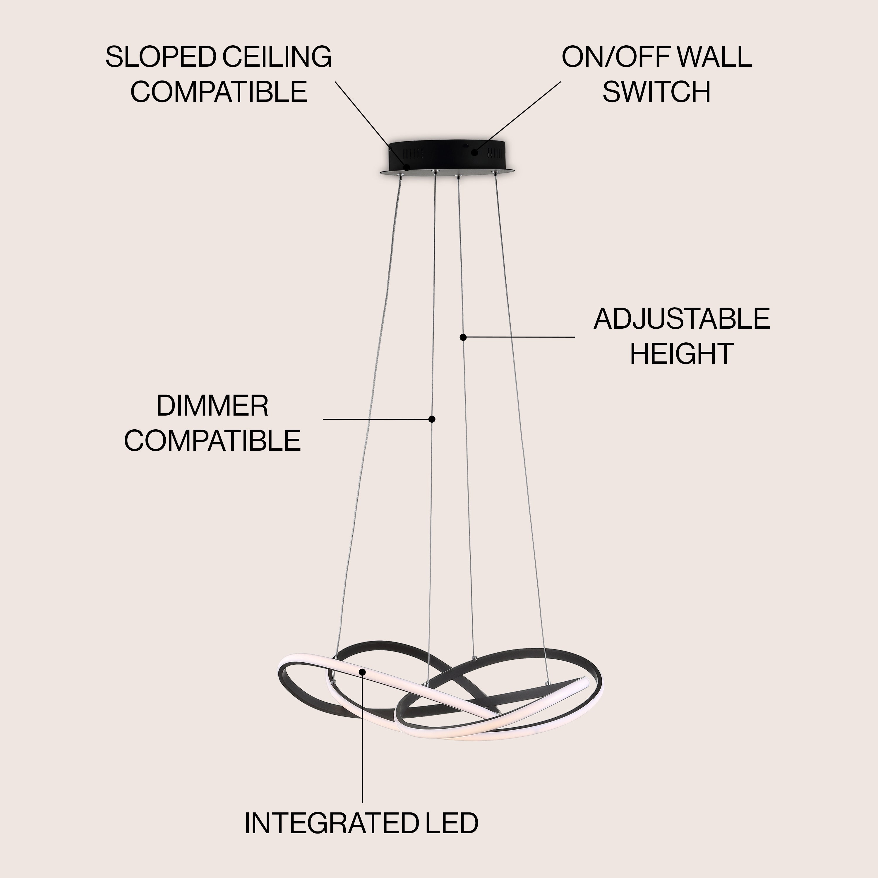 Alexia Abstract Integrated LED Metal Adjustable Pendant