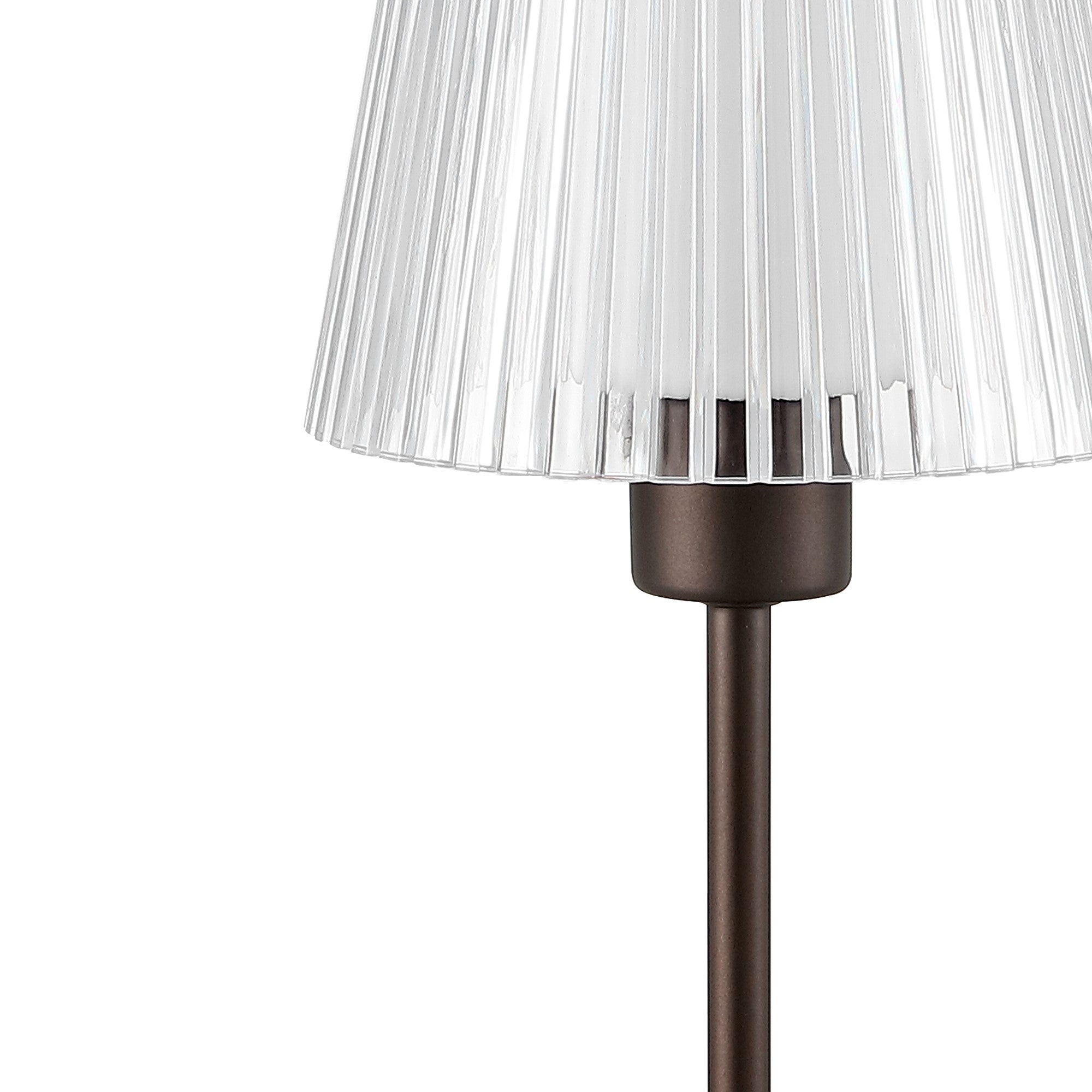 Oscar Modern Industrial Rechargeable/Cordless Iron/Acrylic Integrated Portable LED Table Lamp with Ribbed Shade