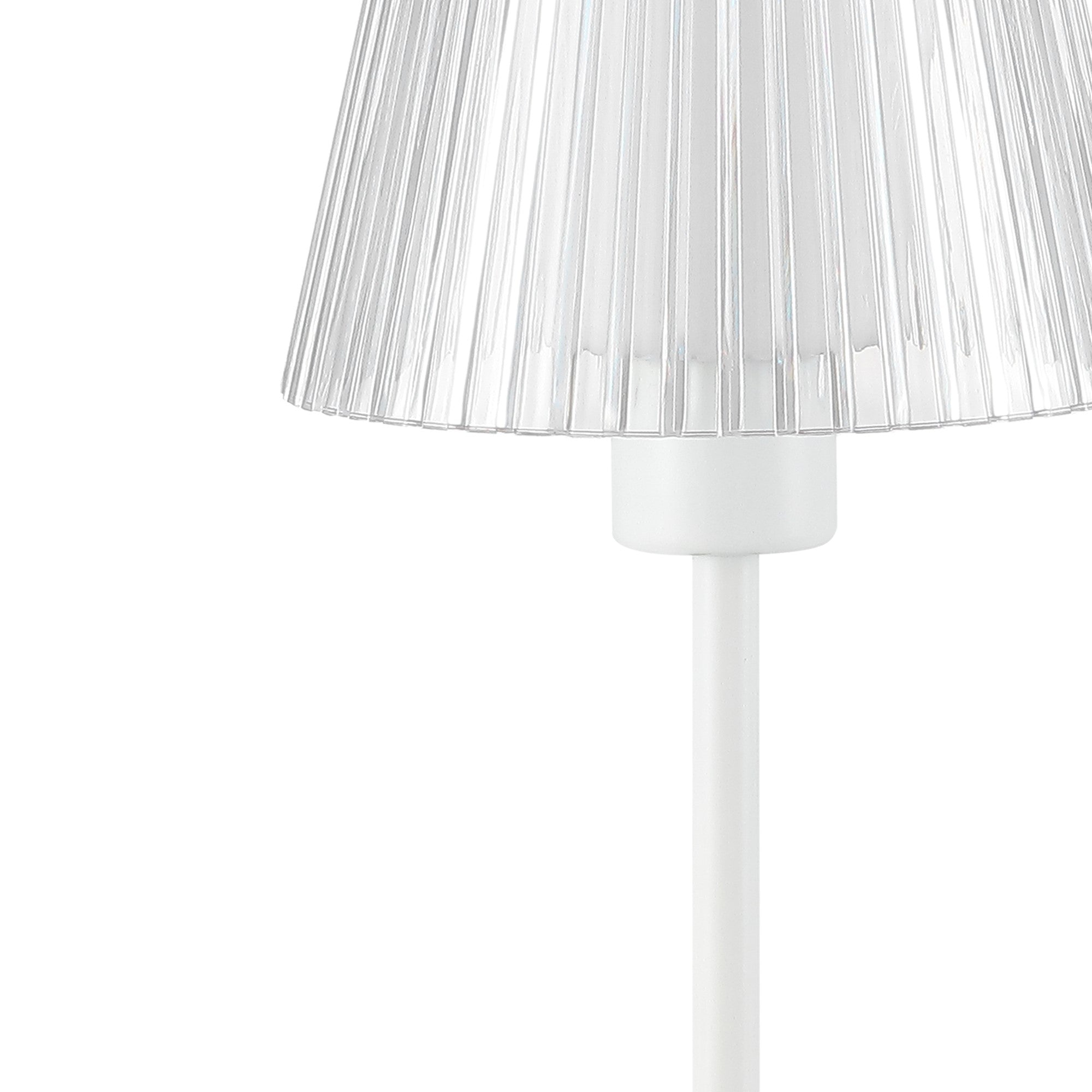 Oscar Modern Industrial Rechargeable/Cordless Iron/Acrylic Integrated Portable LED Table Lamp with Ribbed Shade