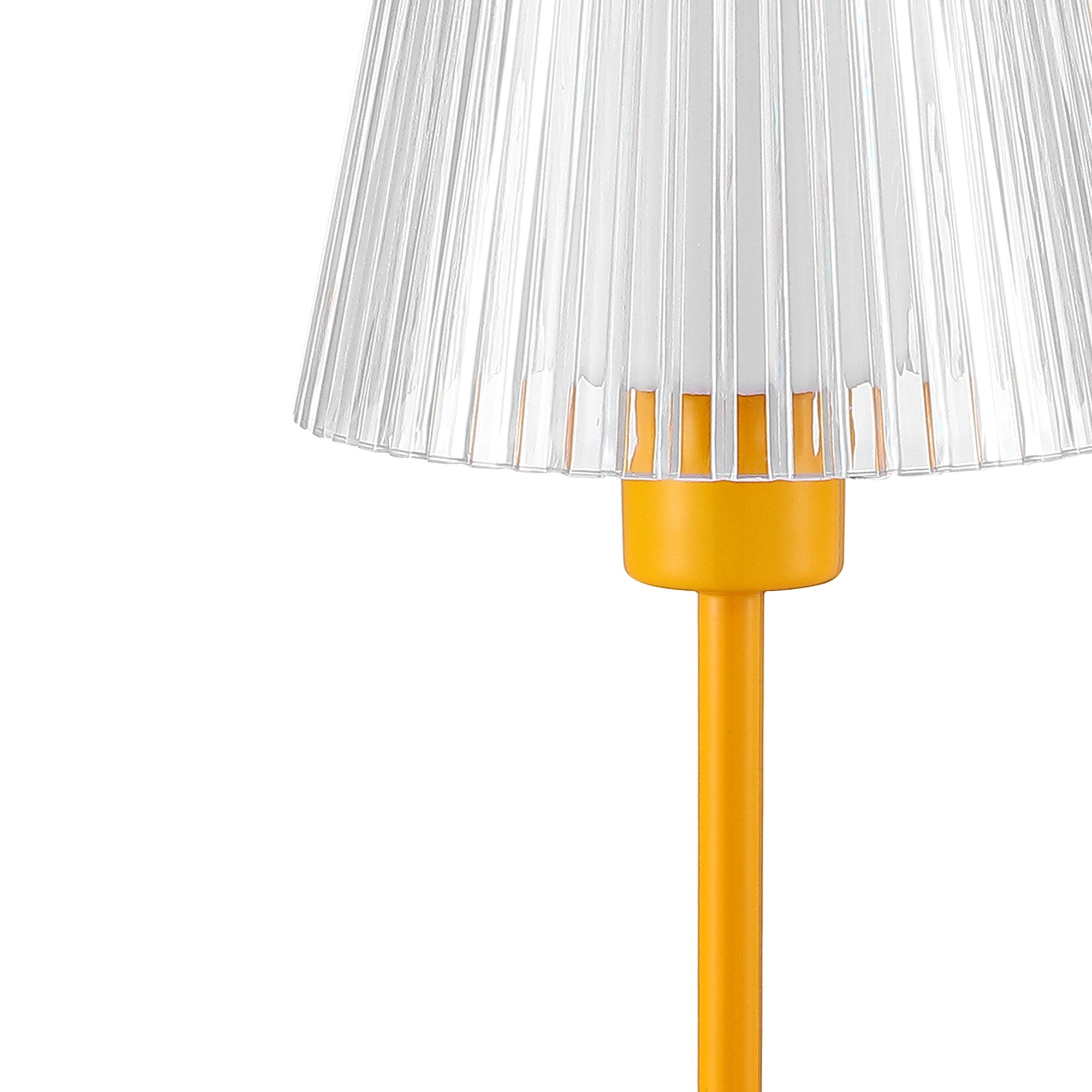 Oscar Modern Industrial Rechargeable/Cordless Iron/Acrylic Integrated Portable LED Table Lamp with Ribbed Shade