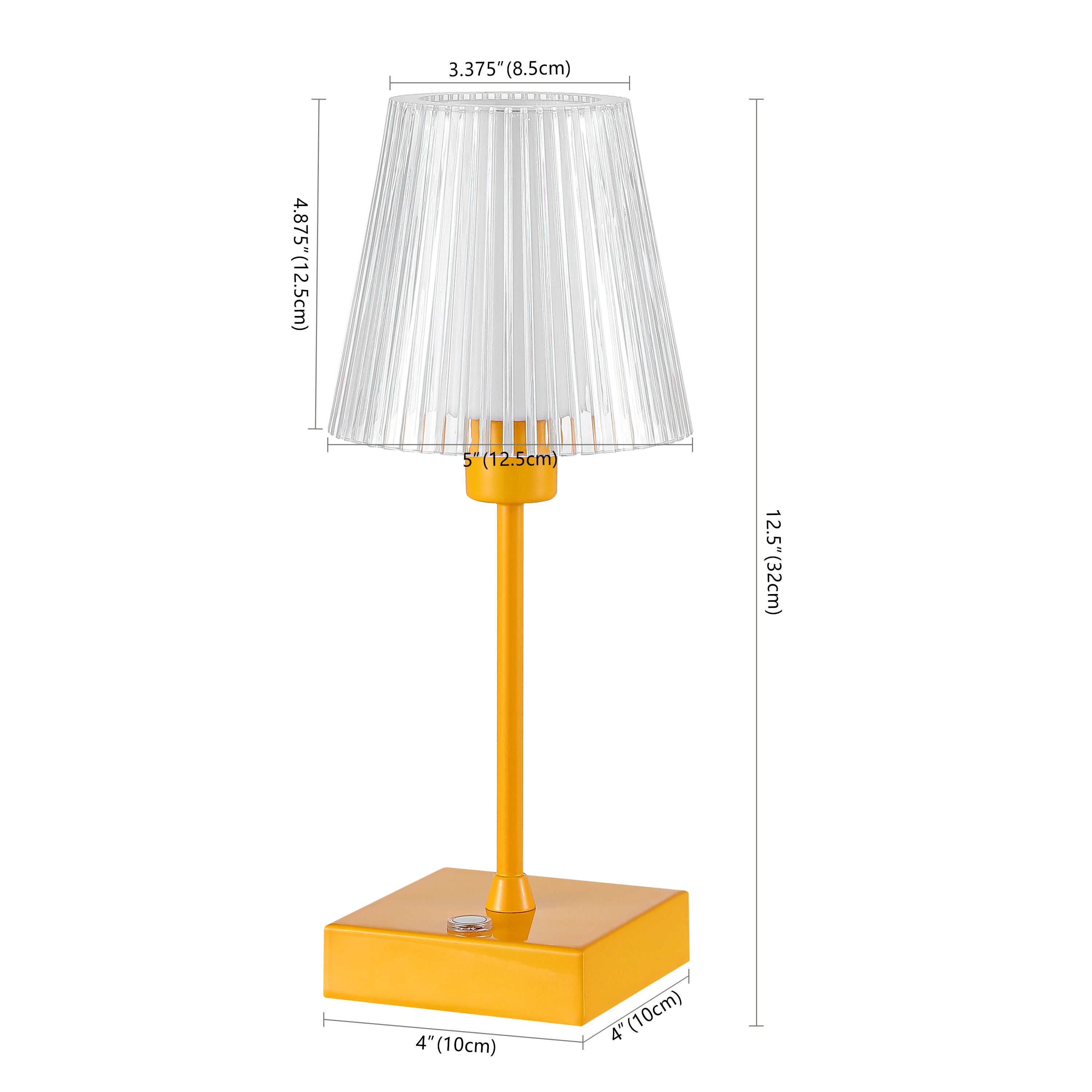 Oscar Modern Industrial Rechargeable/Cordless Iron/Acrylic Integrated Portable LED Table Lamp with Ribbed Shade