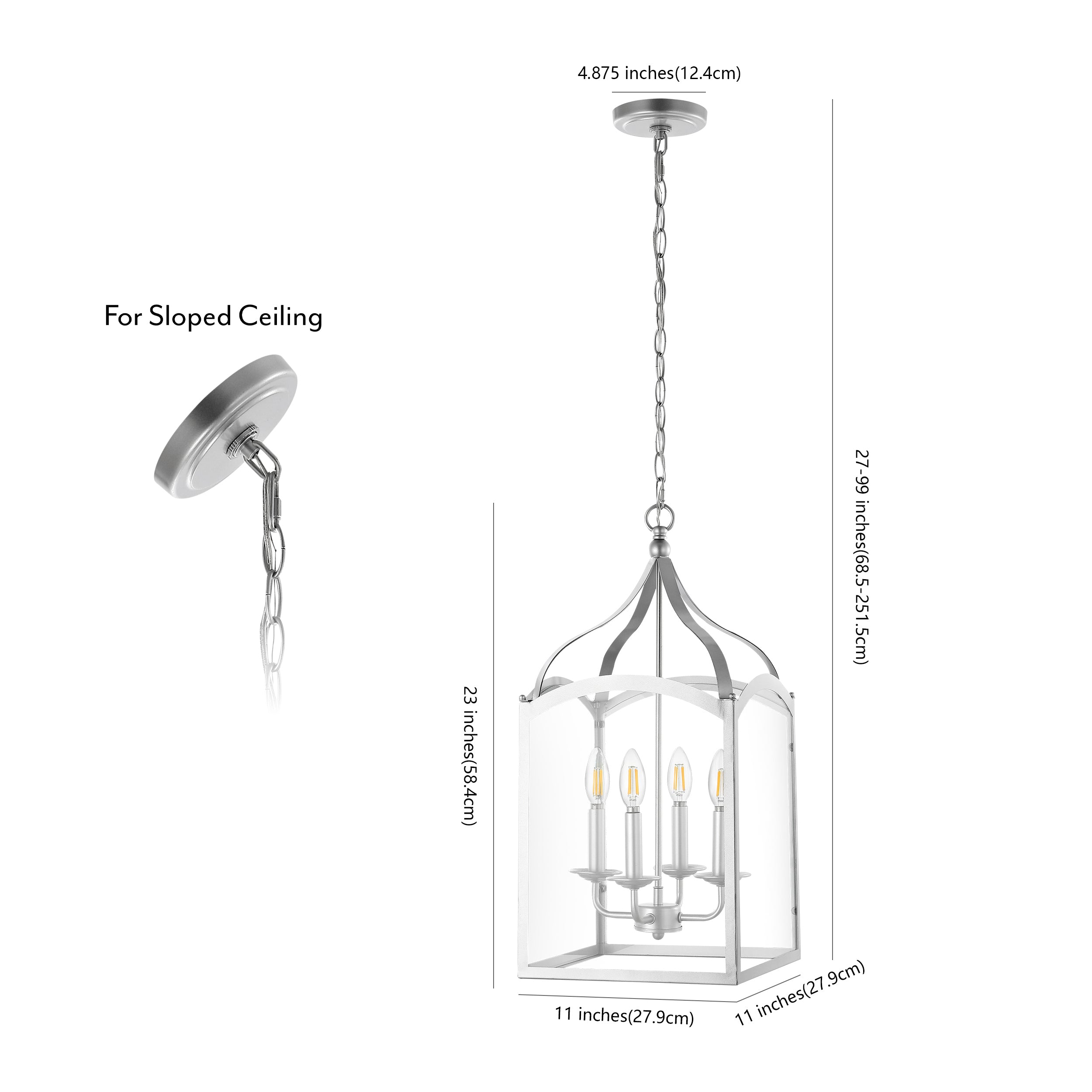 Ruth 4-light Traditional Classic Lantern Metal/Glass LED Pendant