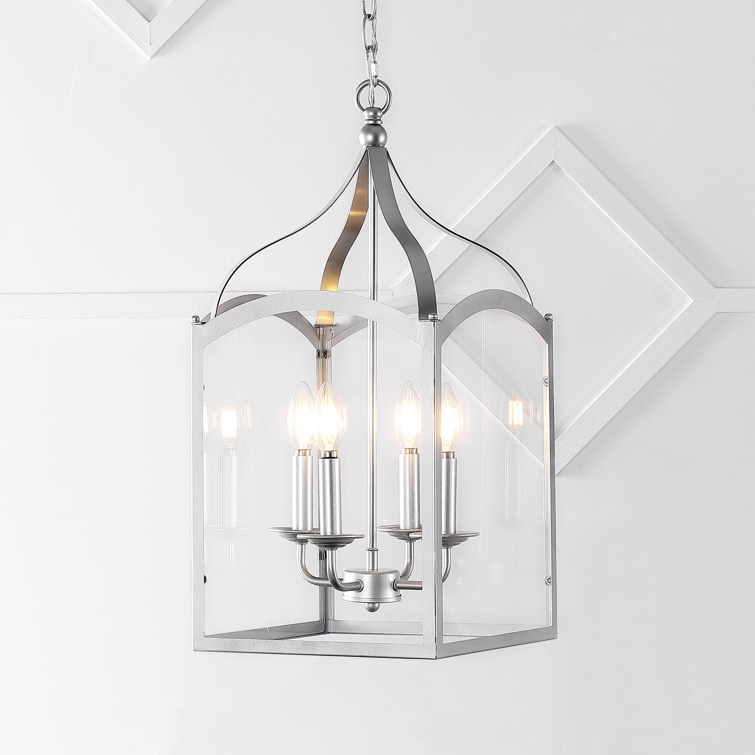 Ruth 4-light Traditional Classic Lantern Metal/Glass LED Pendant