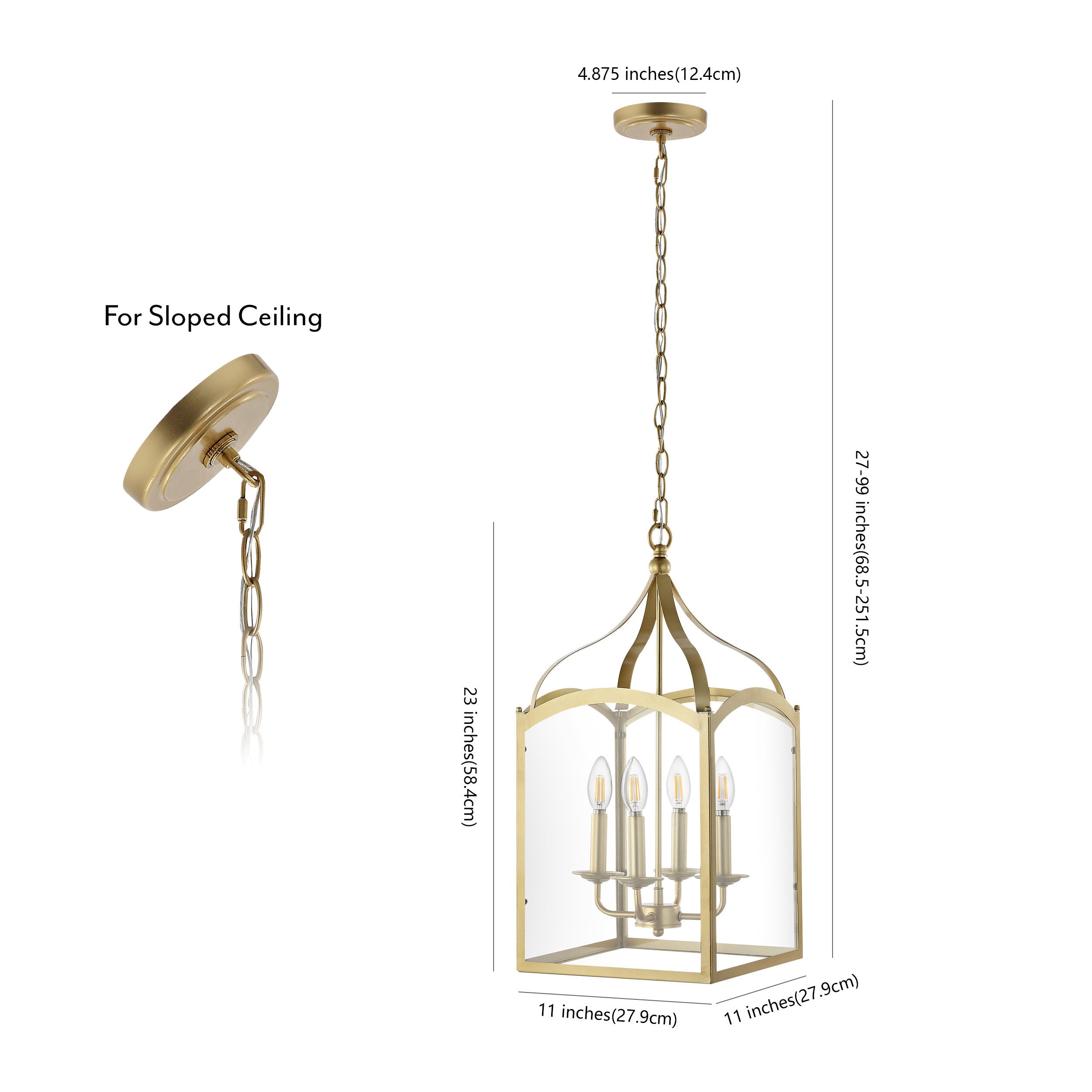 Ruth 4-light Traditional Classic Lantern Metal/Glass LED Pendant