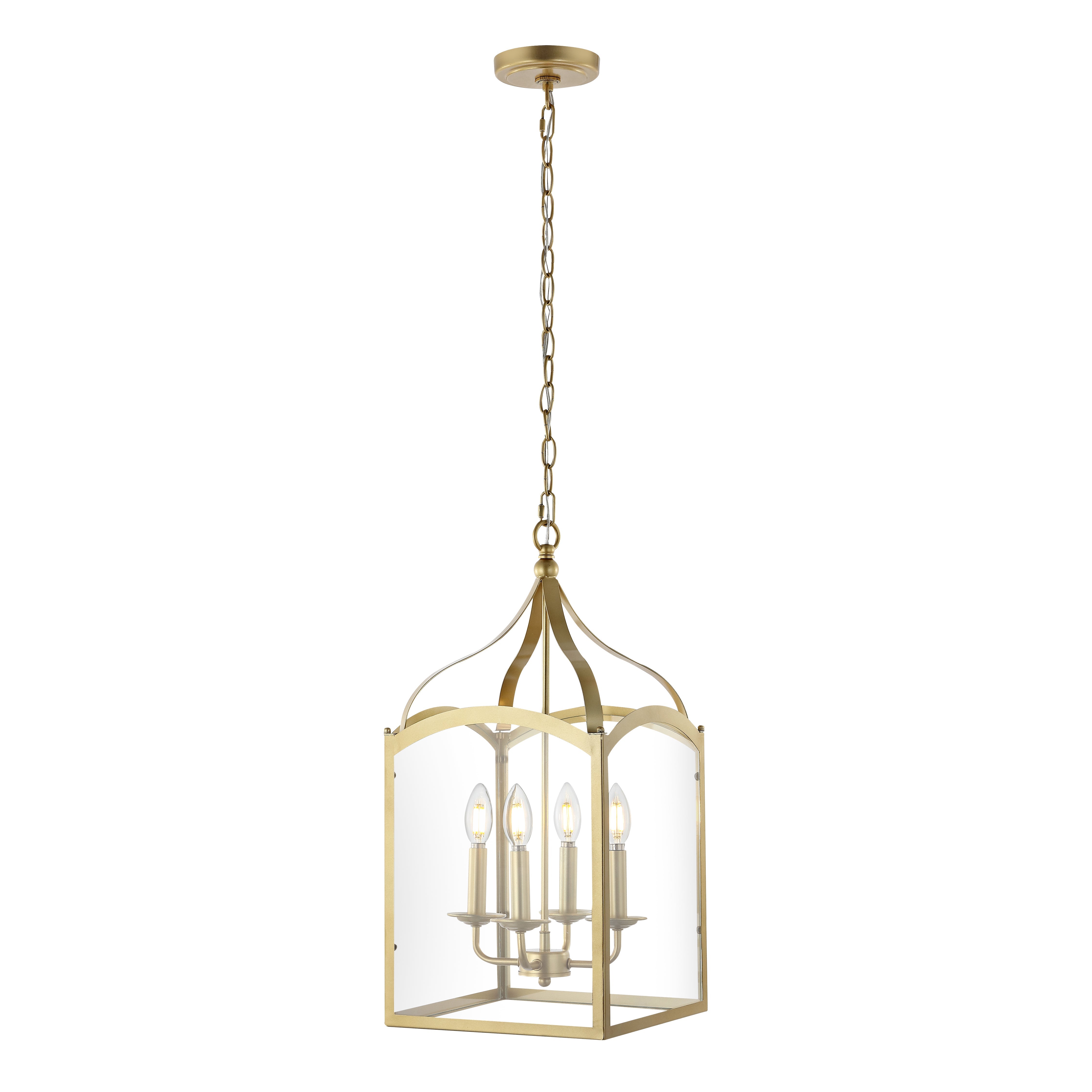 Ruth 4-light Traditional Classic Lantern Metal/Glass LED Pendant