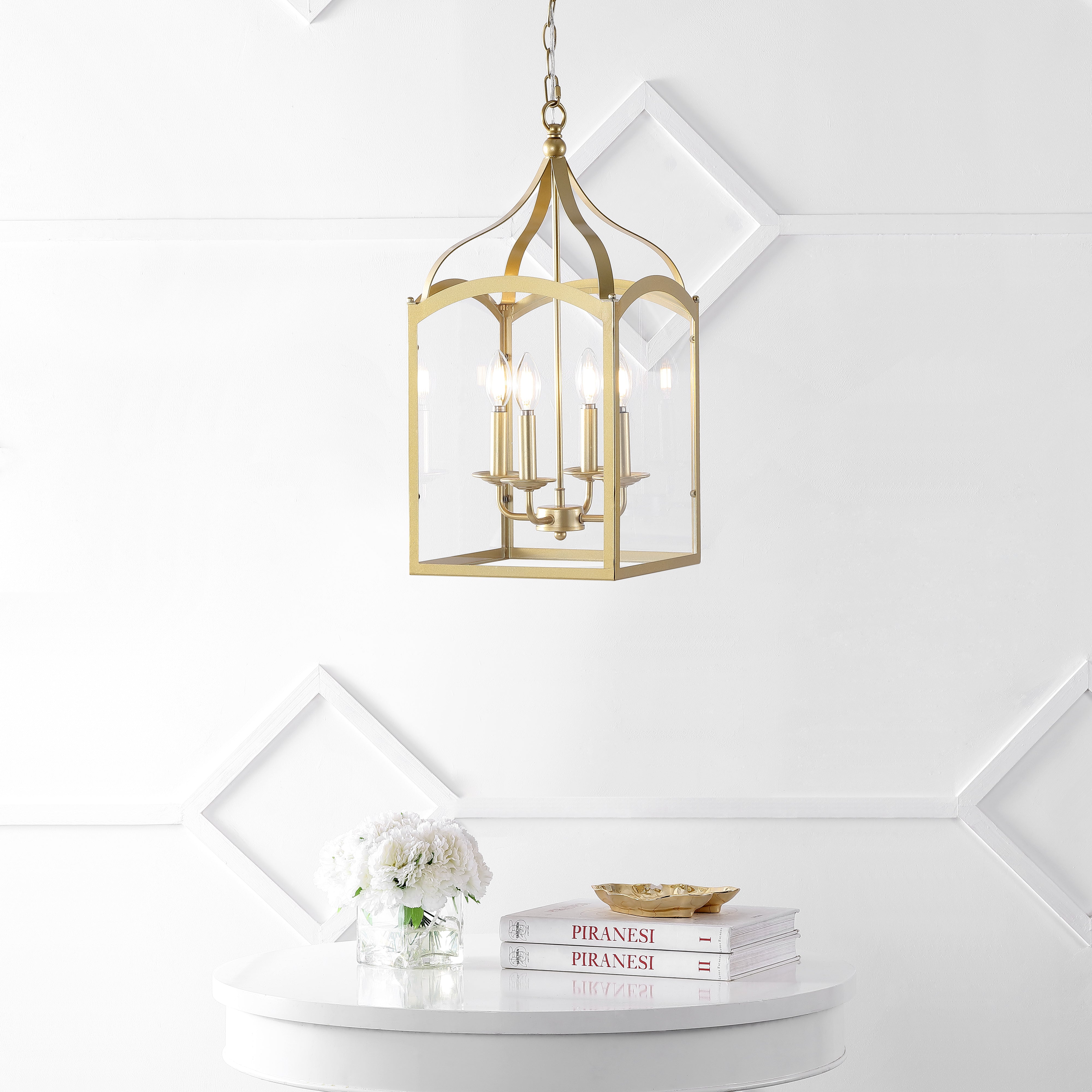 Ruth 4-light Traditional Classic Lantern Metal/Glass LED Pendant